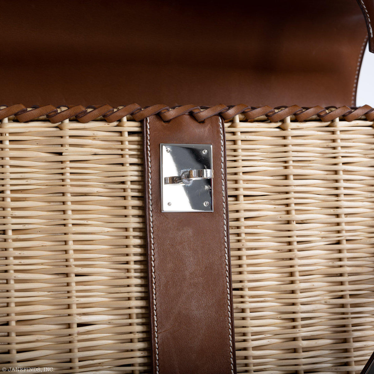 Hermes Kelly 35 Picnic, Wicker & Barenia leather Palladium Hardware Hermes