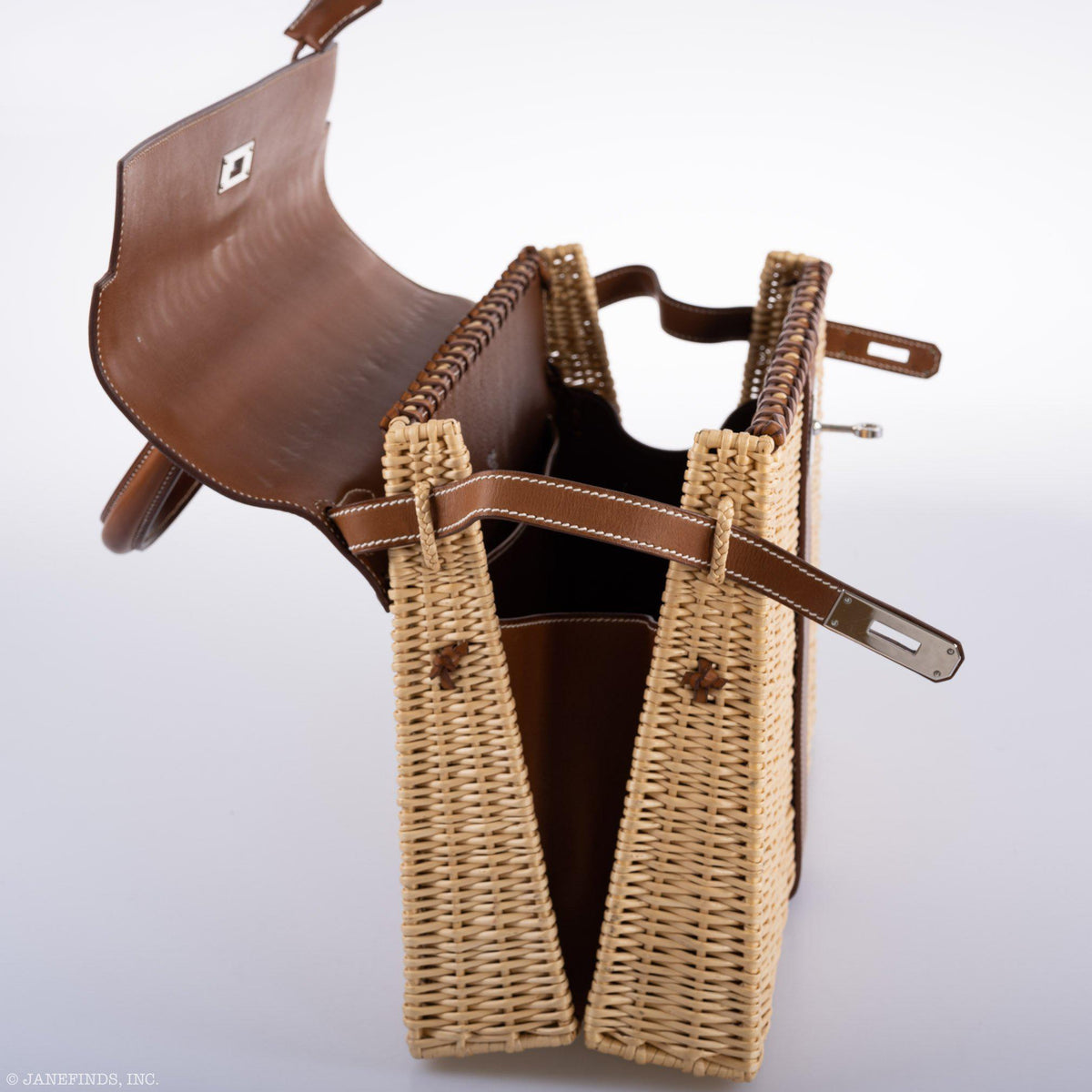 Hermes Kelly 35 Picnic, Wicker & Barenia leather Palladium Hardware Hermes
