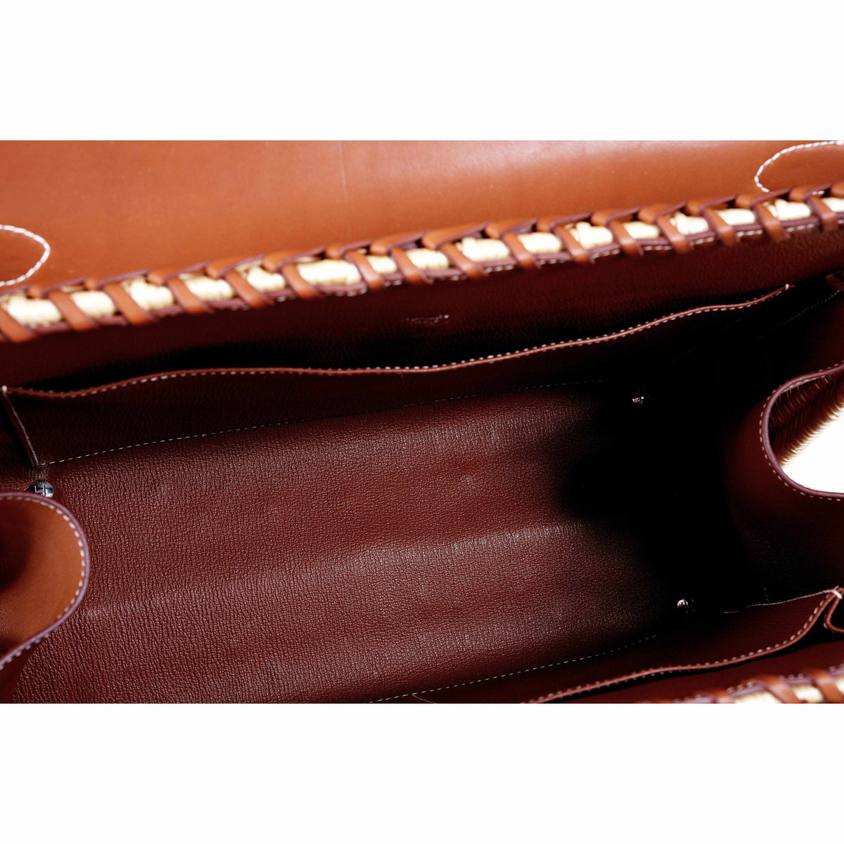Hermes Kelly 35 Picnic, Wicker & Barenia leather Palladium Hardware Hermes