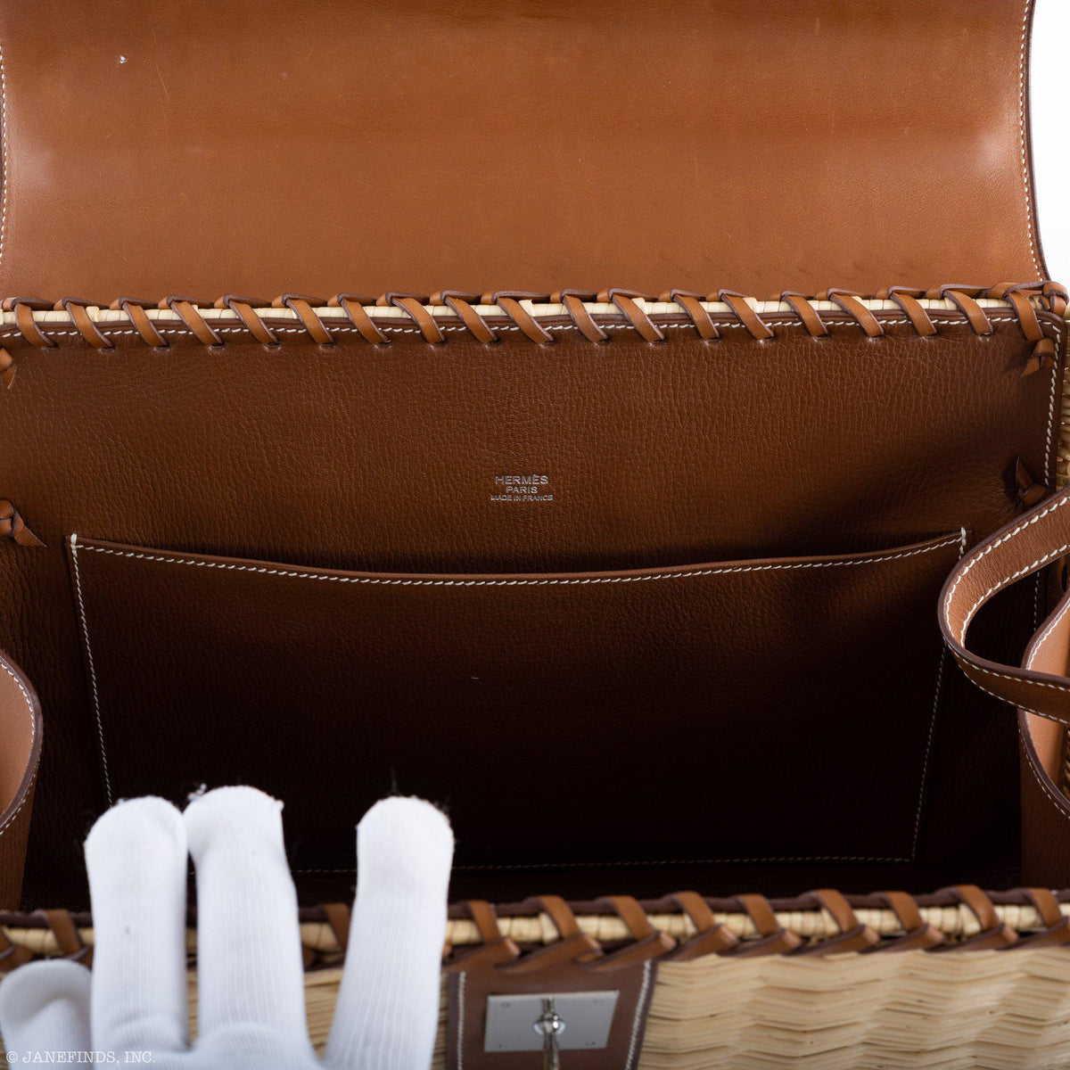 Hermes Kelly 35 Picnic, Wicker & Barenia leather Palladium Hardware Hermes