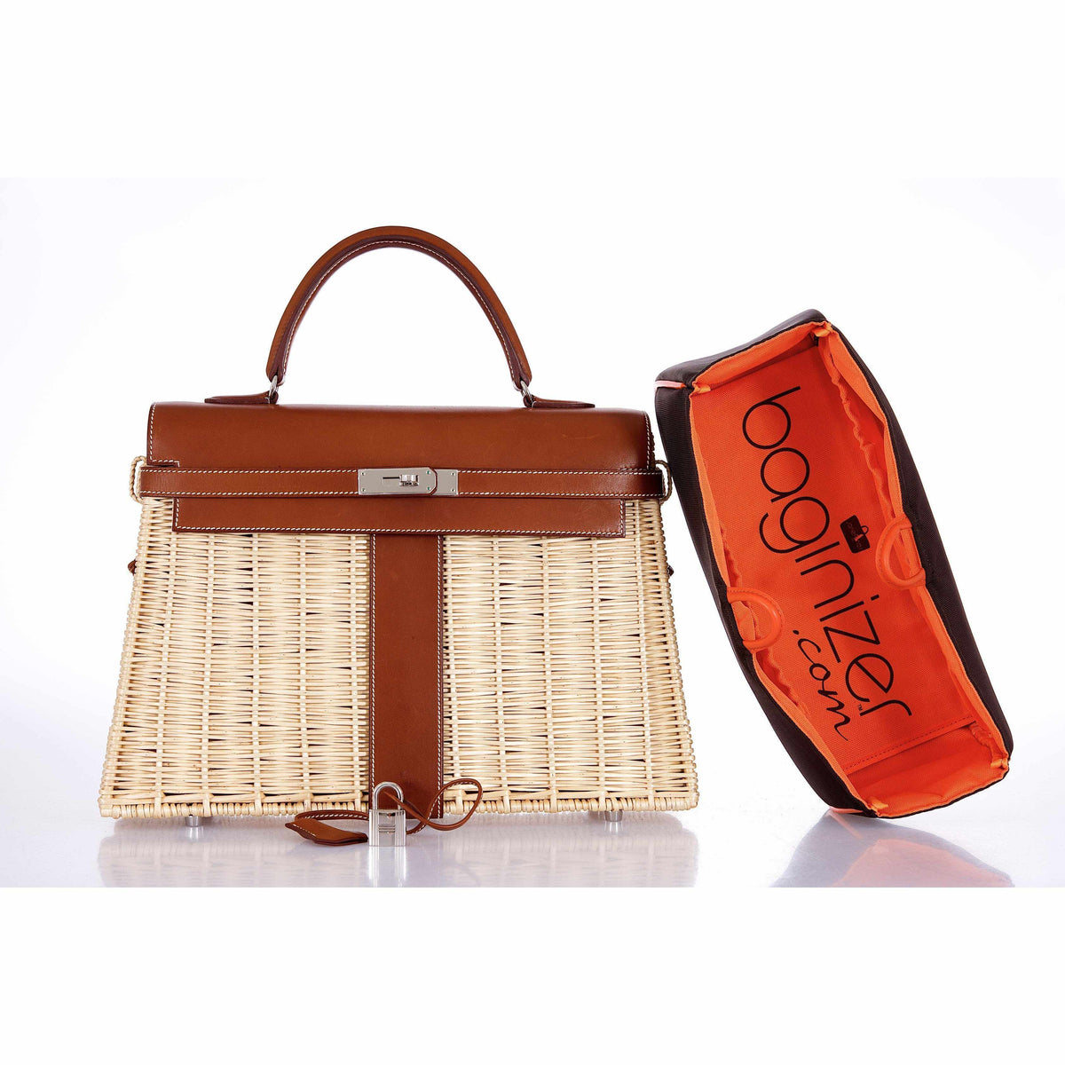 Hermes Kelly 35 Picnic, Wicker & Barenia leather Palladium Hardware Hermes