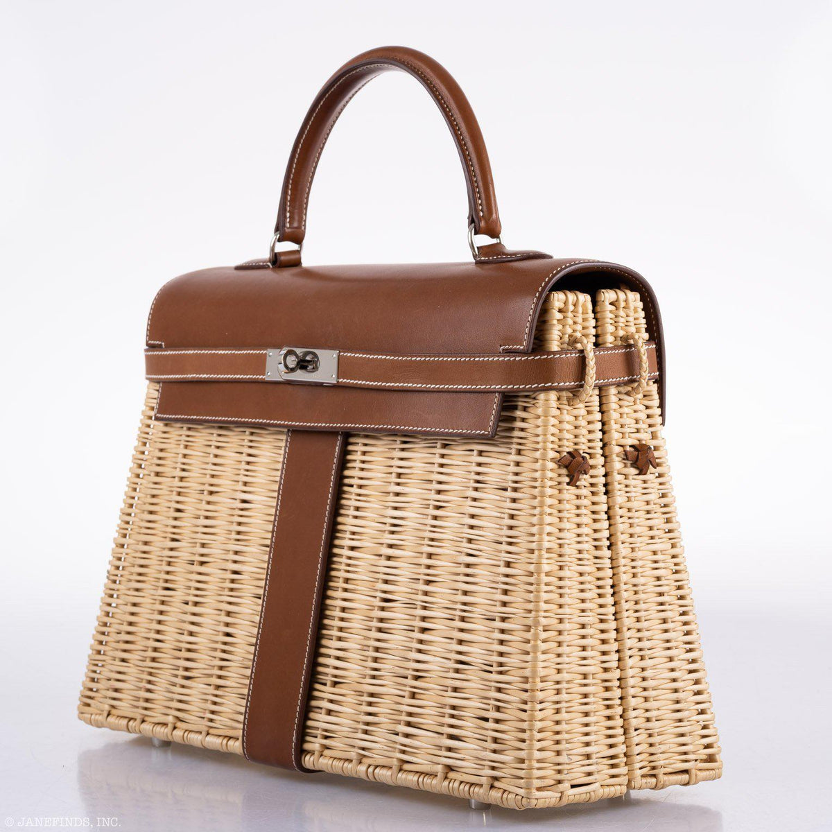 Hermes Kelly 35 Picnic, Wicker & Barenia leather Palladium Hardware Hermes