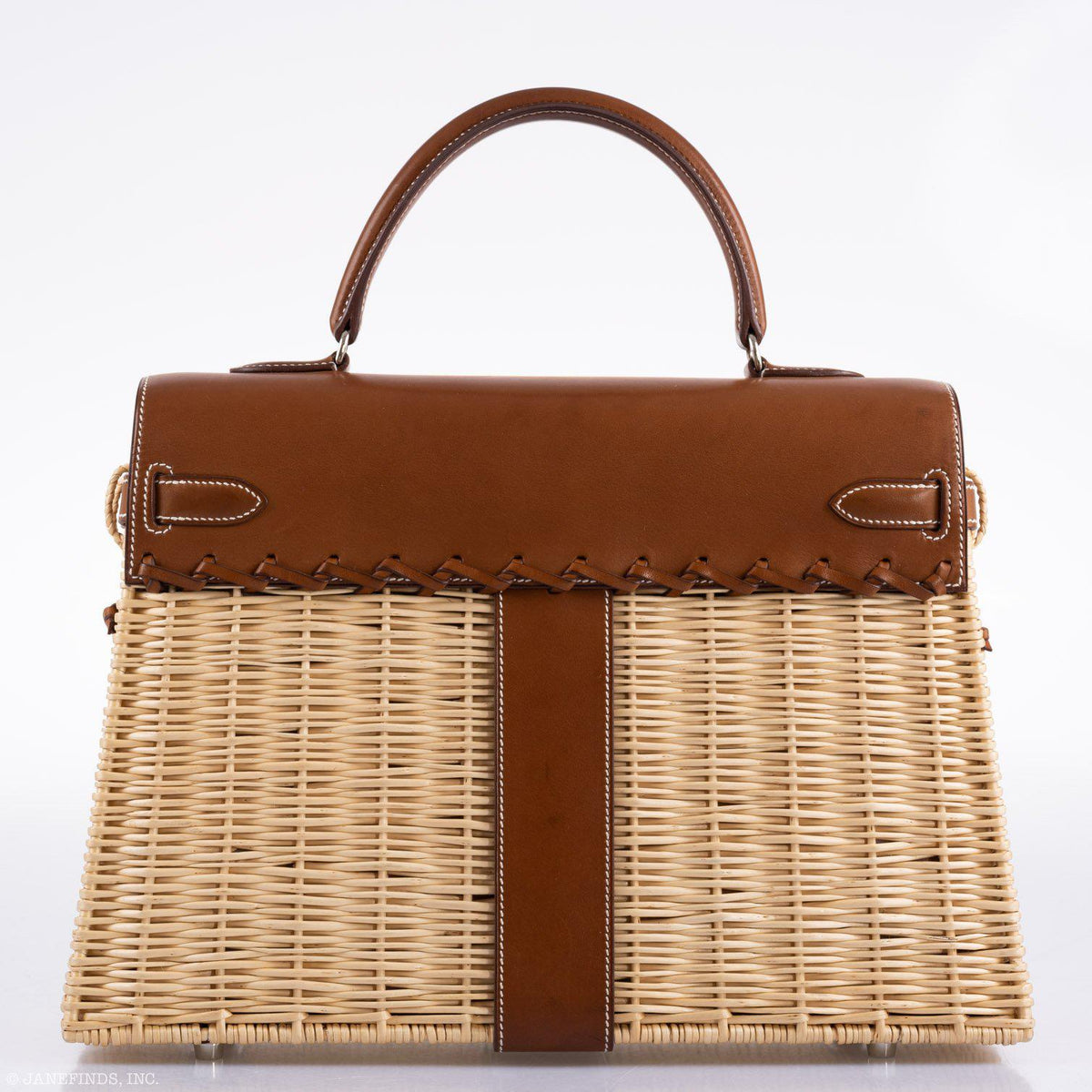 Hermes Kelly 35 Picnic, Wicker & Barenia leather Palladium Hardware Hermes