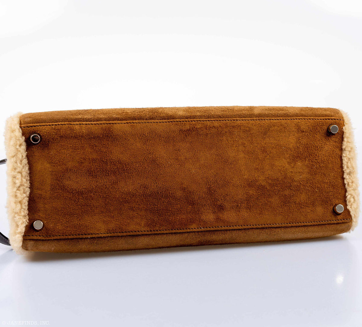 Hermes Kelly 35 Retourne Teddy Shearling & Ebene Barenia Palladium Hardware Hermes