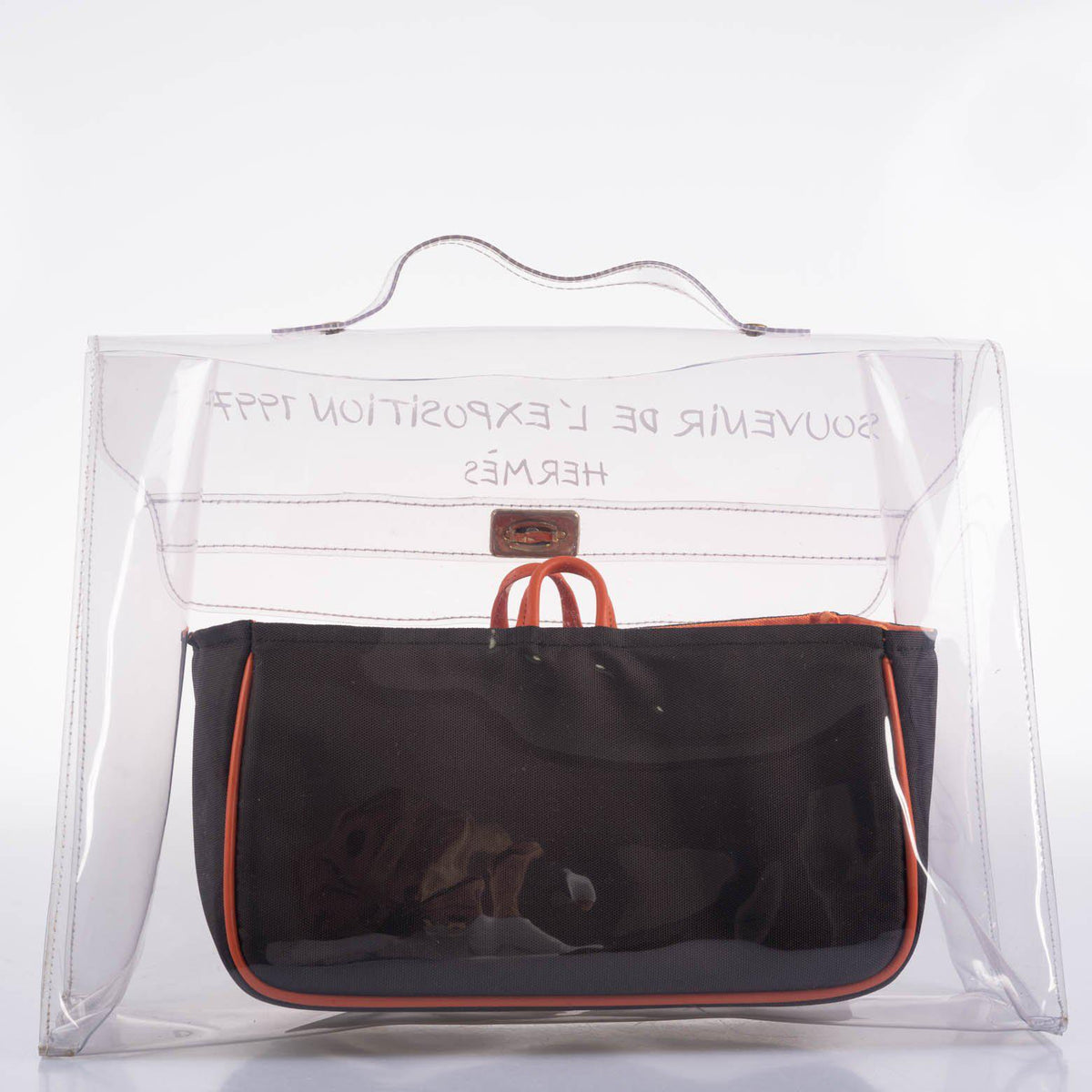 Hermes Kelly 40 Transparent Vinyl Beach Bag Souvenir De L’Exposition Hermes
