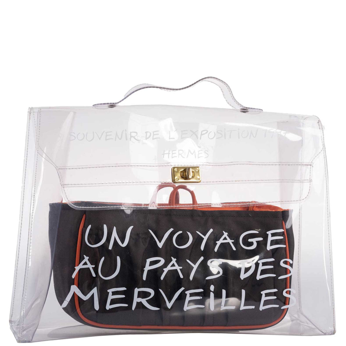 Hermes Kelly 40 Transparent Vinyl Beach Bag Souvenir De L’Exposition Hermes