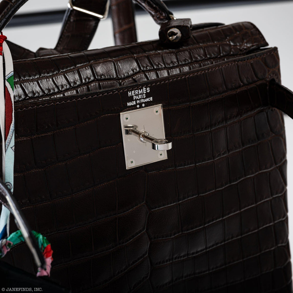 Hermes Kelly Ado 27 Matte Havane Nilo Crocodile with Palladium Hardware Hermes