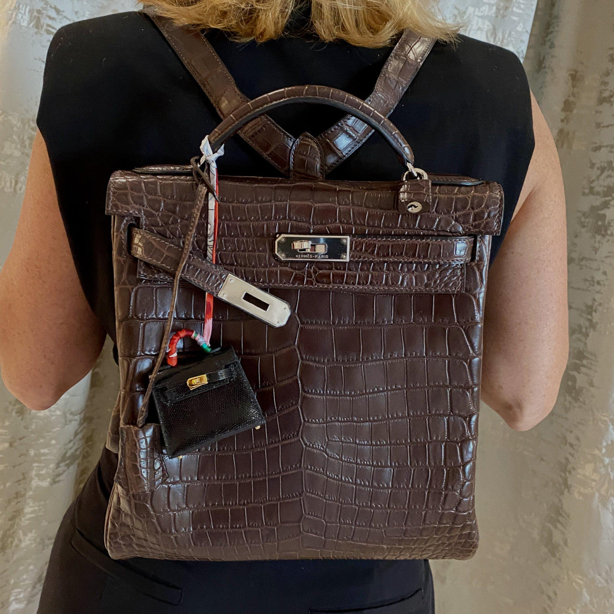 Hermes Kelly Ado 27 Matte Havane Nilo Crocodile with Palladium Hardware Hermes