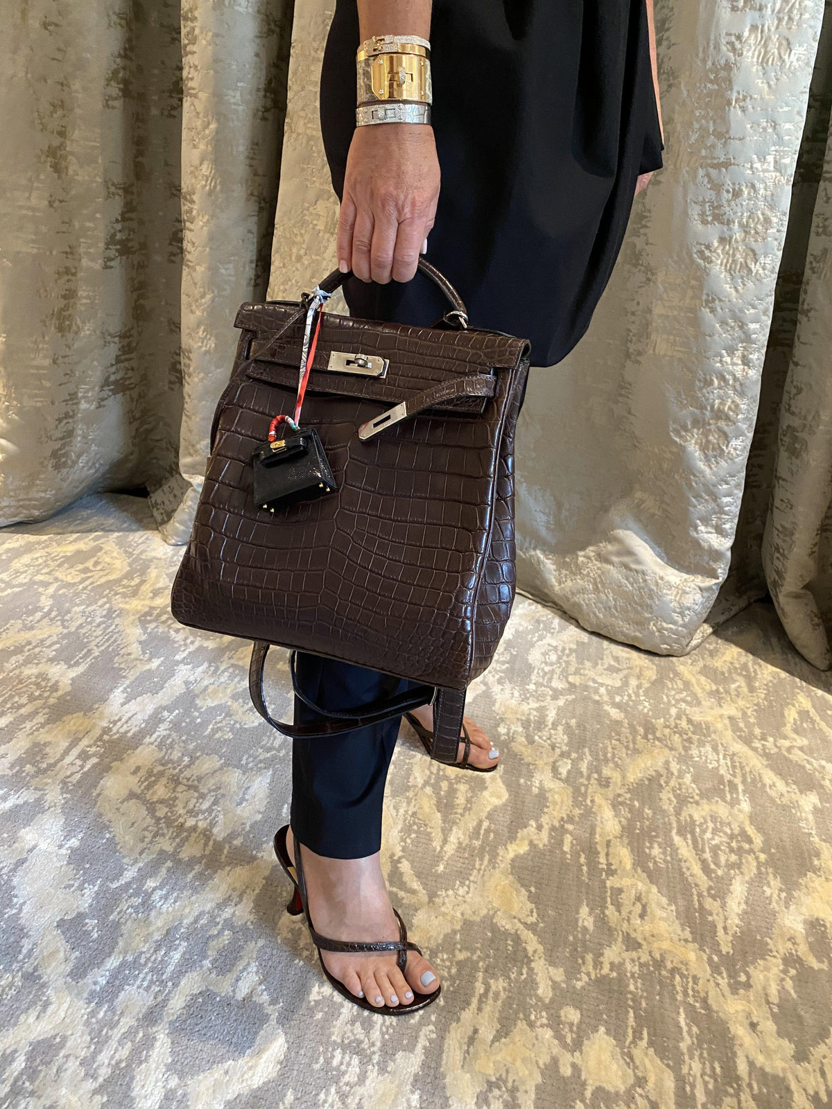 Hermes Kelly Ado 27 Matte Havane Nilo Crocodile with Palladium Hardware Hermes