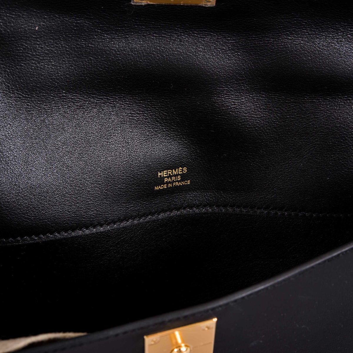Hermes Kelly Cut Clutch Black Swift leather Gold Hardware Hermes