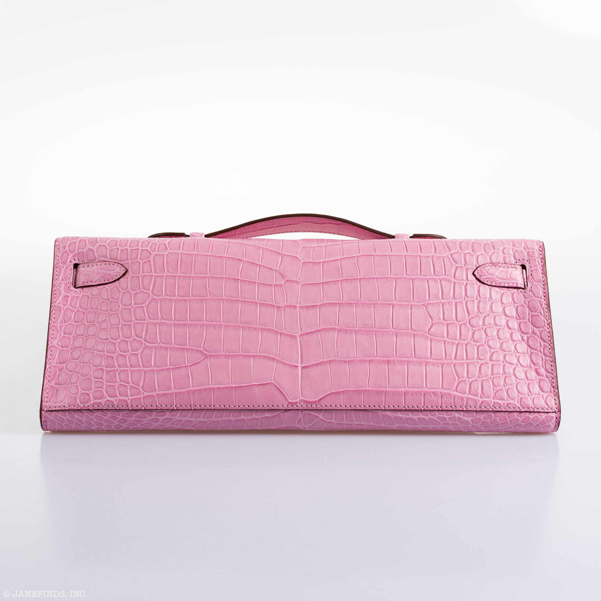 Hermes Kelly Cut Pochette 5P Bubblegum Pink Matte Porosus Crocodile Gold Hardware Hermes