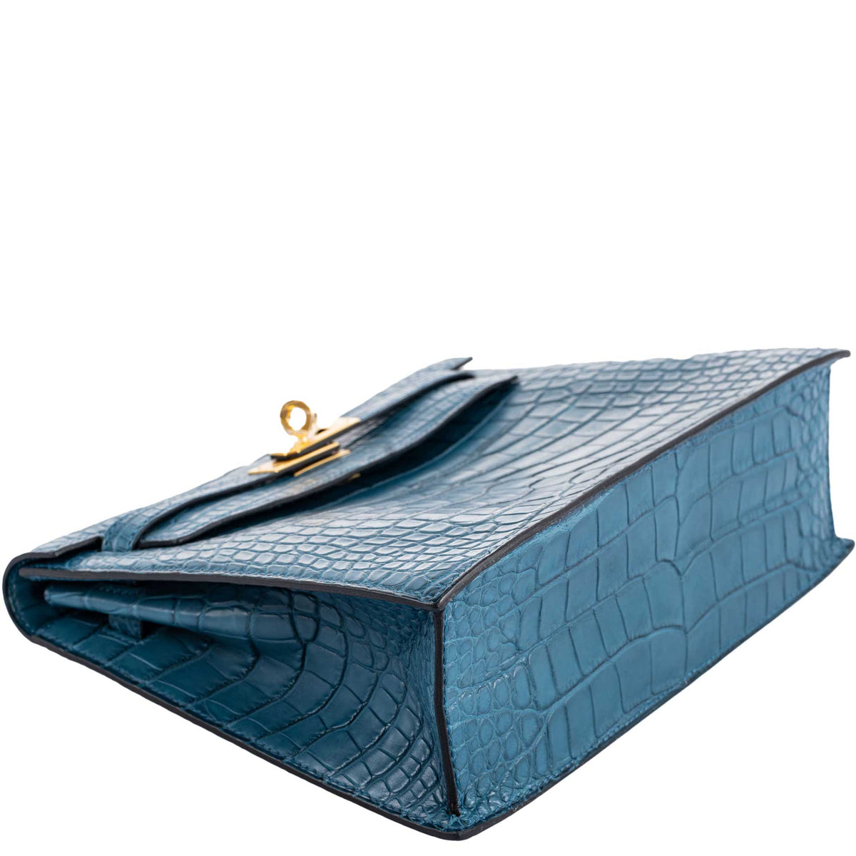 Hermes Kelly Danse Blue Colvert Matte Alligator with Gold Hardware Hermes