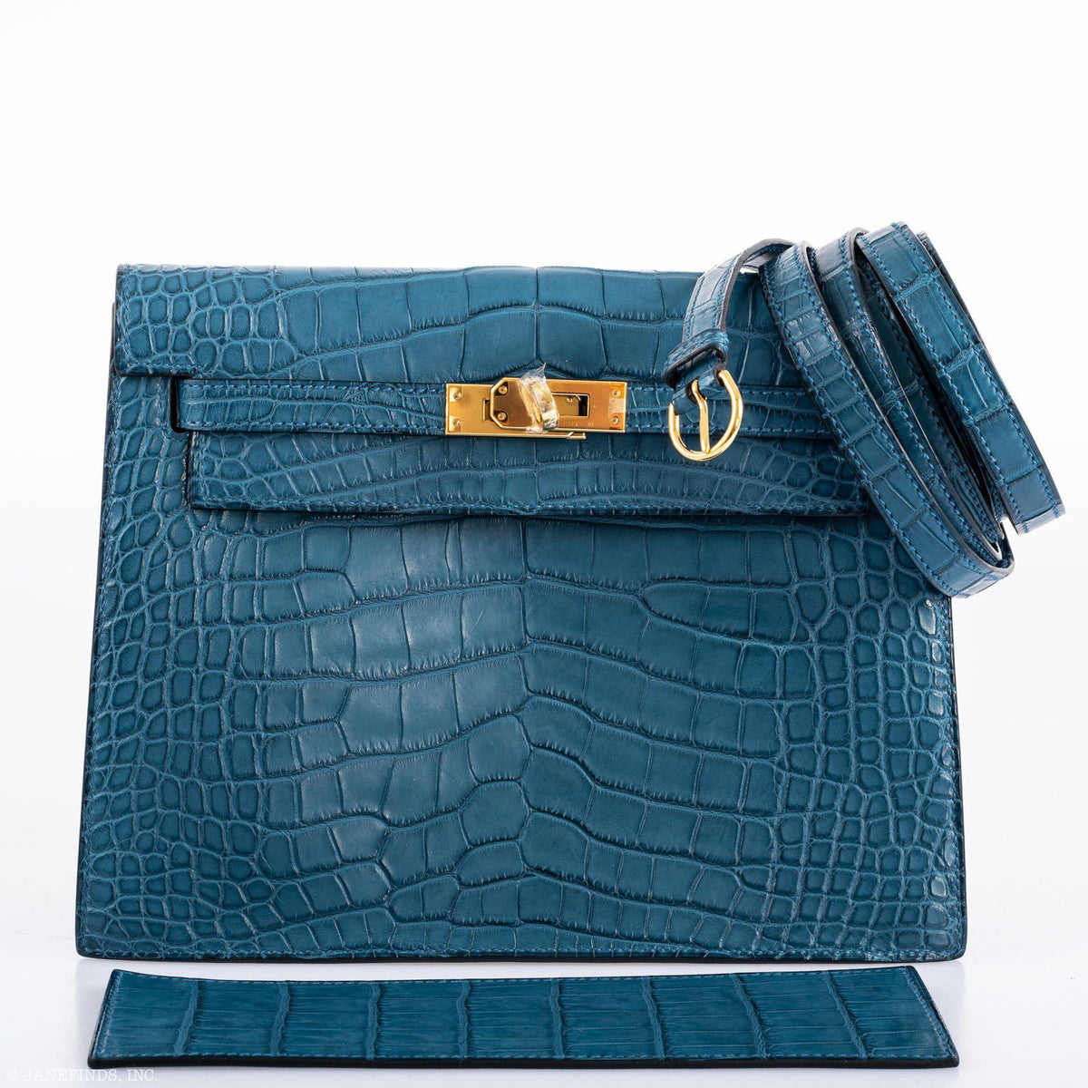 Hermes Kelly Danse Blue Colvert Matte Alligator with Gold Hardware Hermes