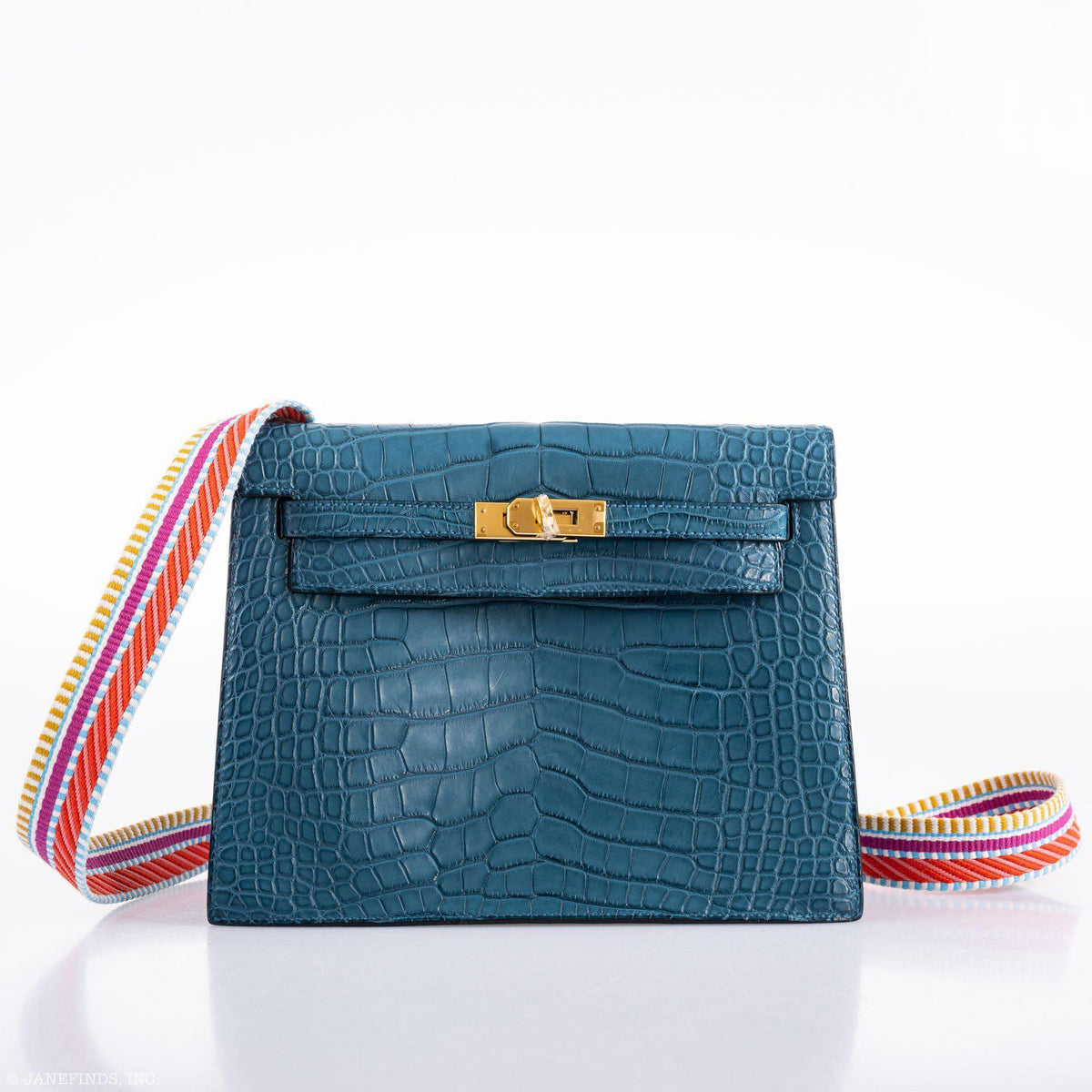 Hermes Kelly Danse Blue Colvert Matte Alligator with Gold Hardware Hermes