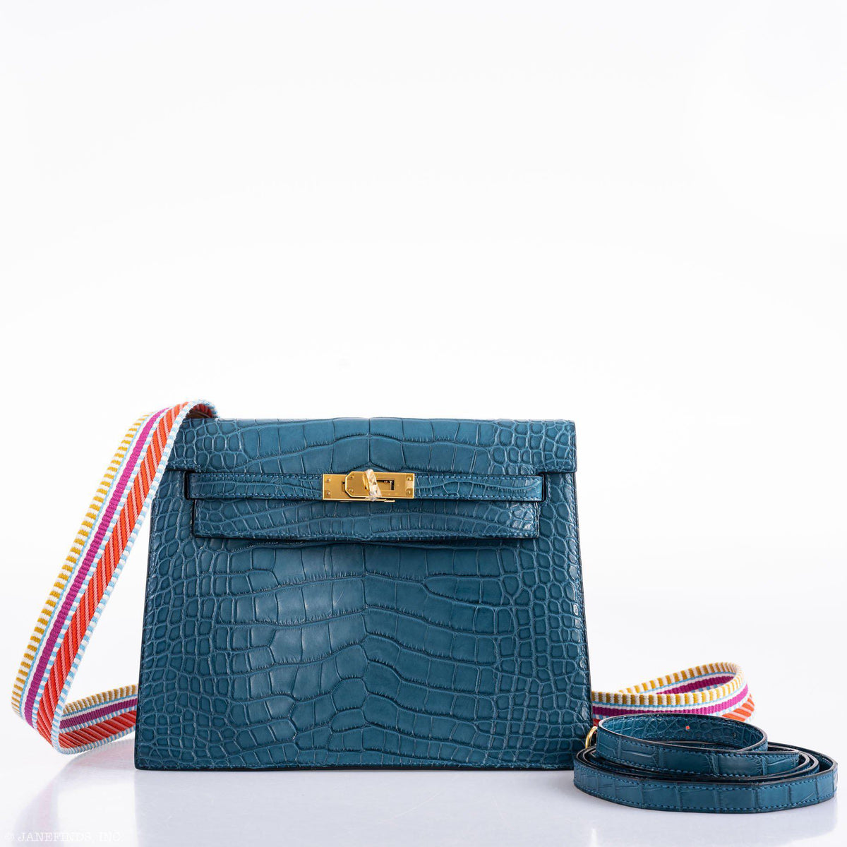 Hermes Kelly Danse Blue Colvert Matte Alligator with Gold Hardware Hermes