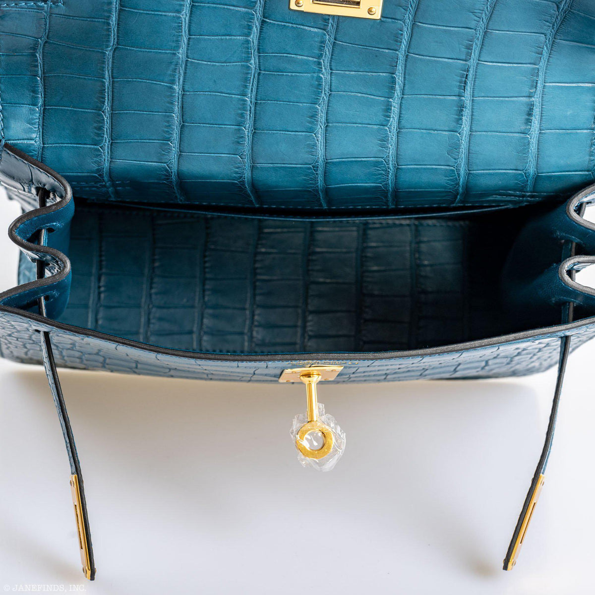 Hermes Kelly Danse Blue Colvert Matte Alligator with Gold Hardware Hermes