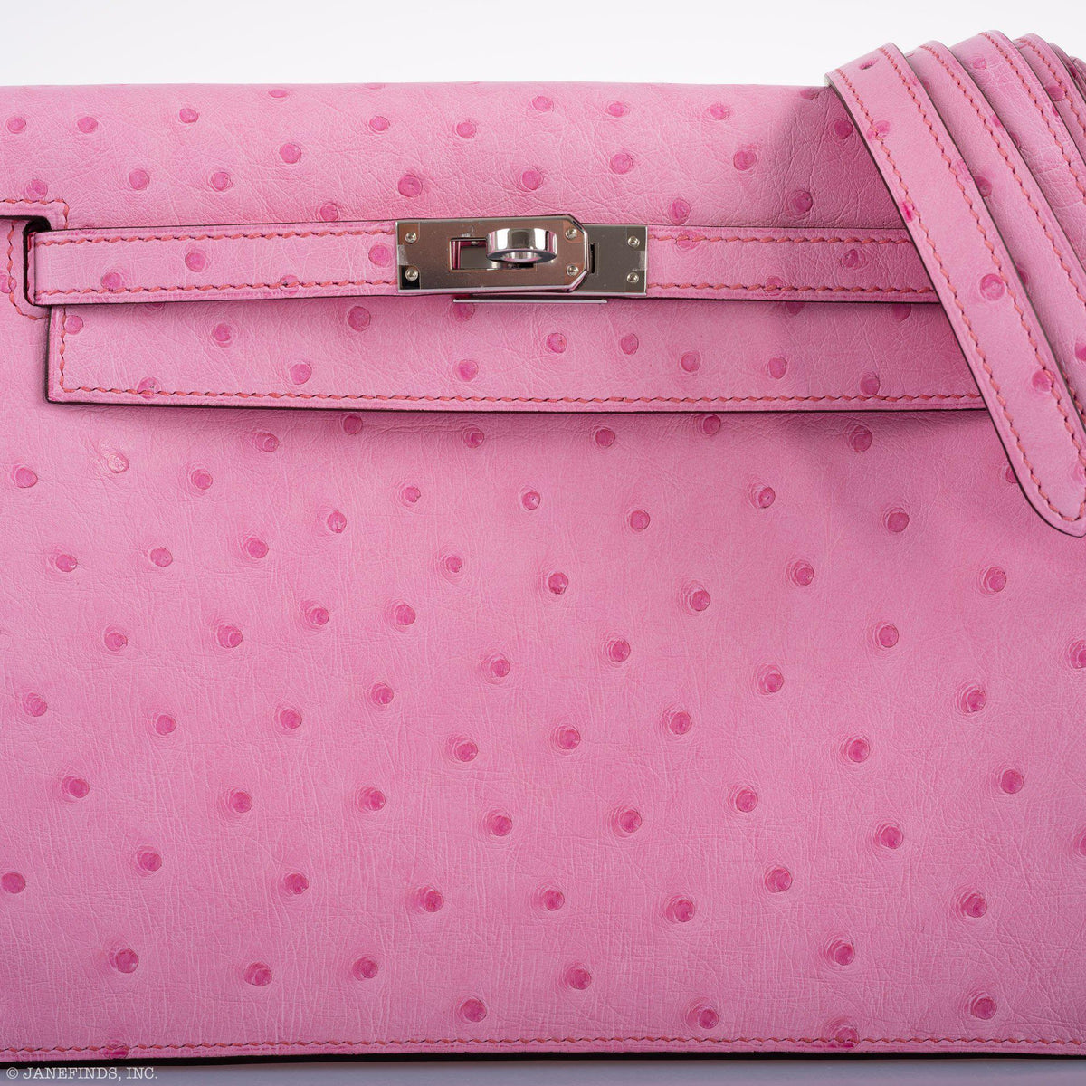 Hermes Kelly Danse II Bubblegum Pink 5P Ostrich Palladium Hardware Hermes