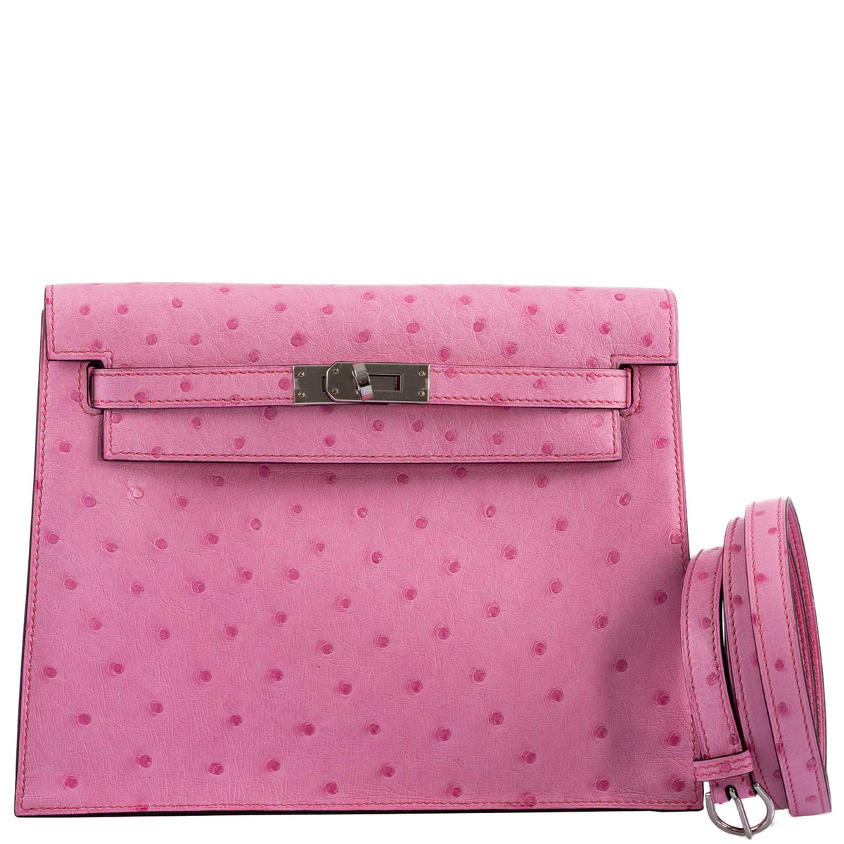 Hermes Kelly Danse II Bubblegum Pink 5P Ostrich Palladium Hardware Hermes
