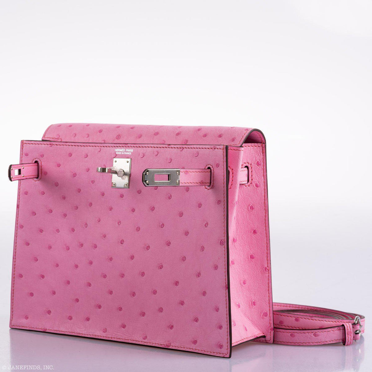 Hermes Kelly Danse II Bubblegum Pink 5P Ostrich Palladium Hardware Hermes