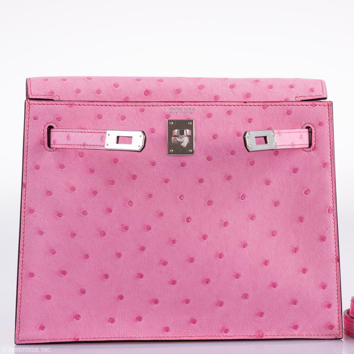 Hermes Kelly Danse II Bubblegum Pink 5P Ostrich Palladium Hardware Hermes