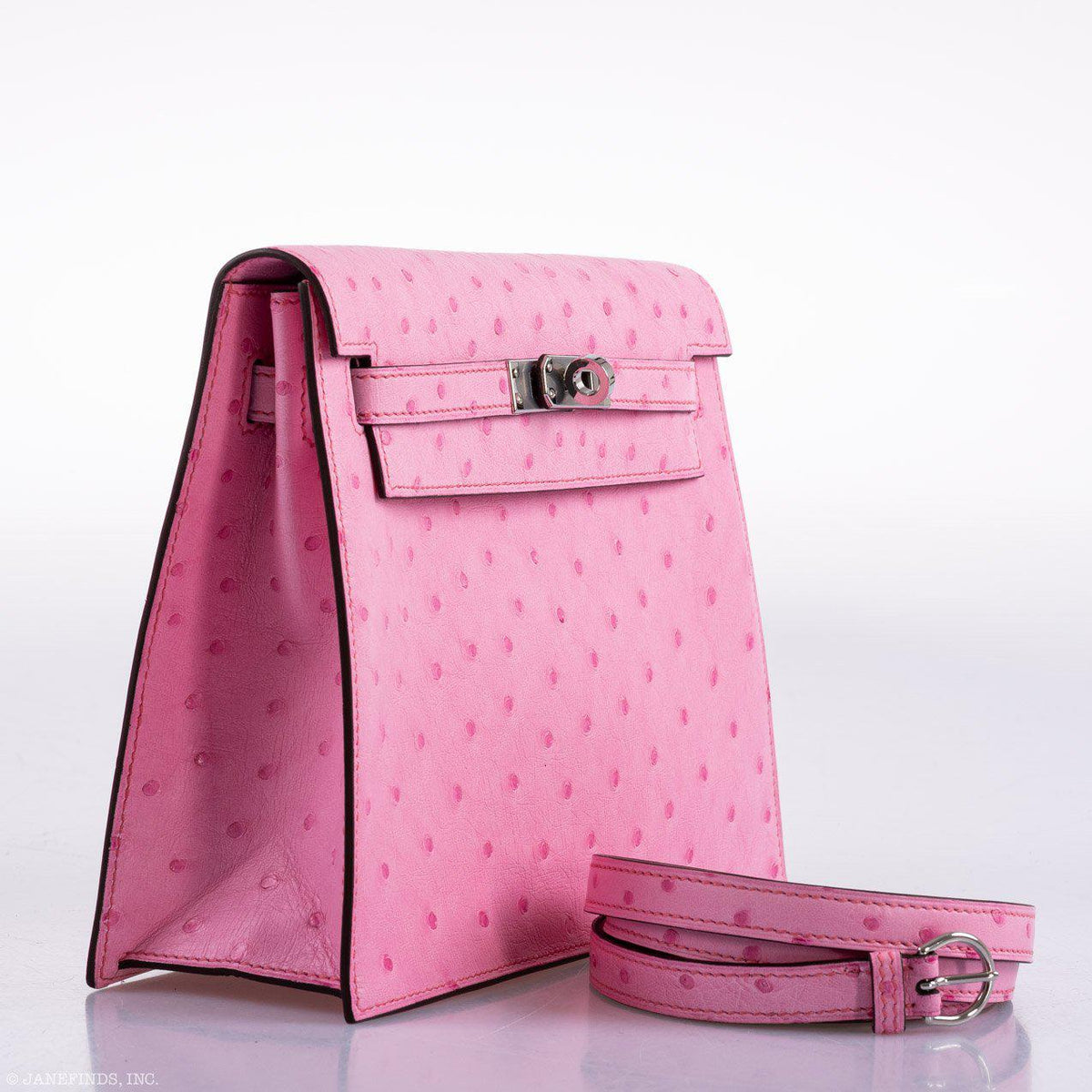 Hermes Kelly Danse II Bubblegum Pink 5P Ostrich Palladium Hardware Hermes