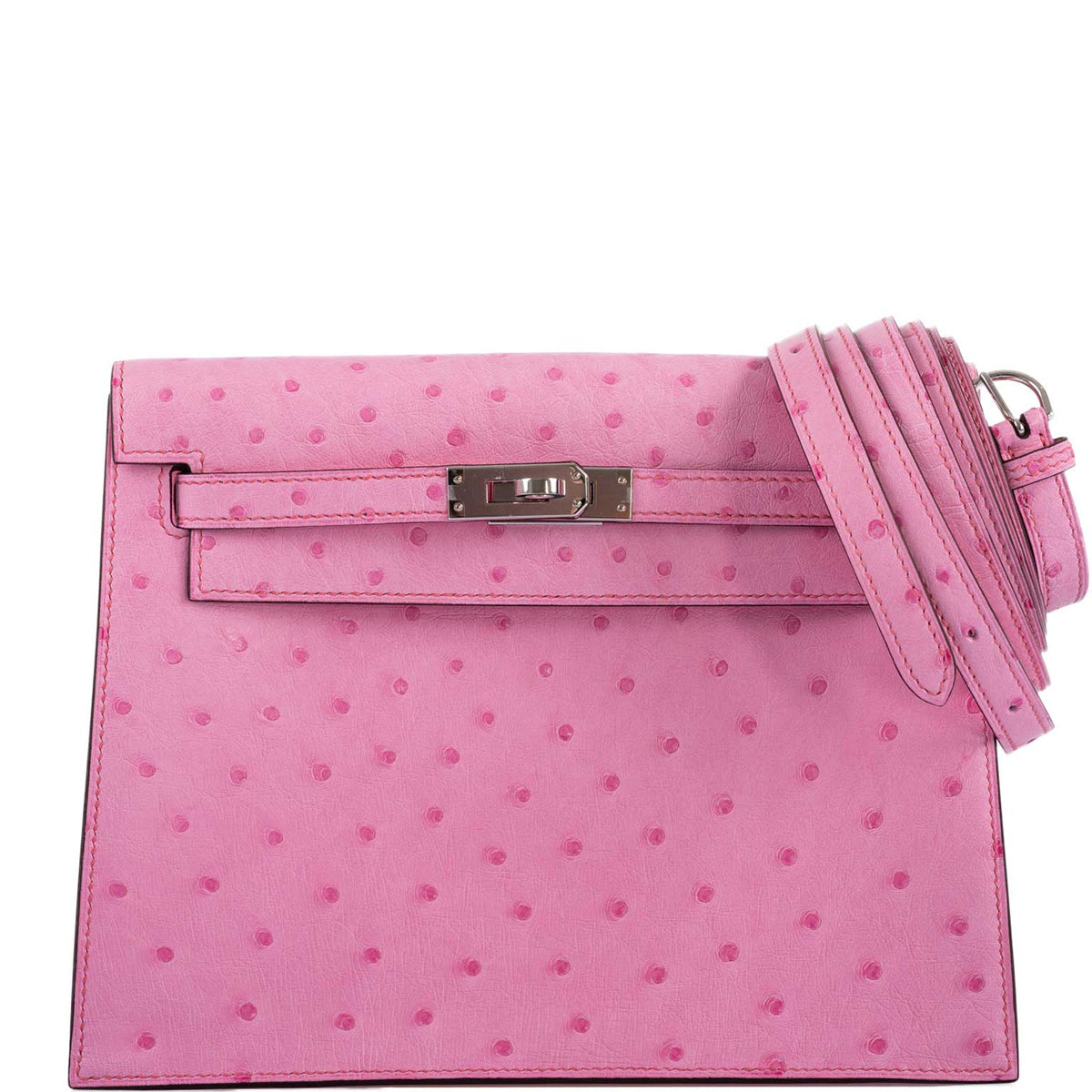 Hermes Kelly Danse II Bubblegum Pink 5P Ostrich Palladium Hardware Hermes
