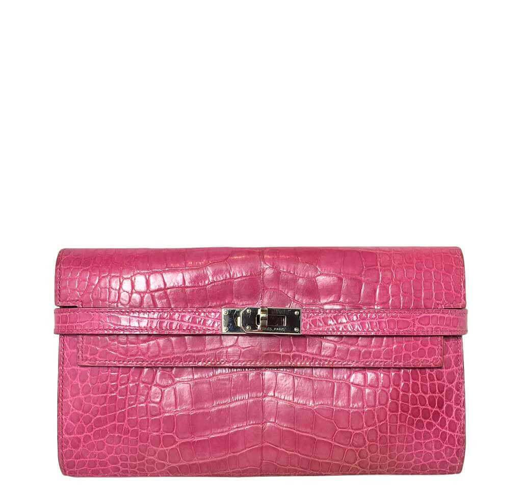 Hermès Kelly Long Wallet Clutch Fuchsia Bag Crowned Bag