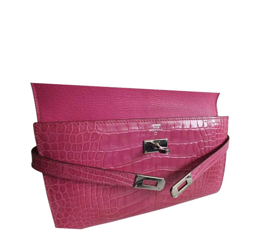 Hermès Kelly Long Wallet Clutch Fuchsia Bag Crowned Bag