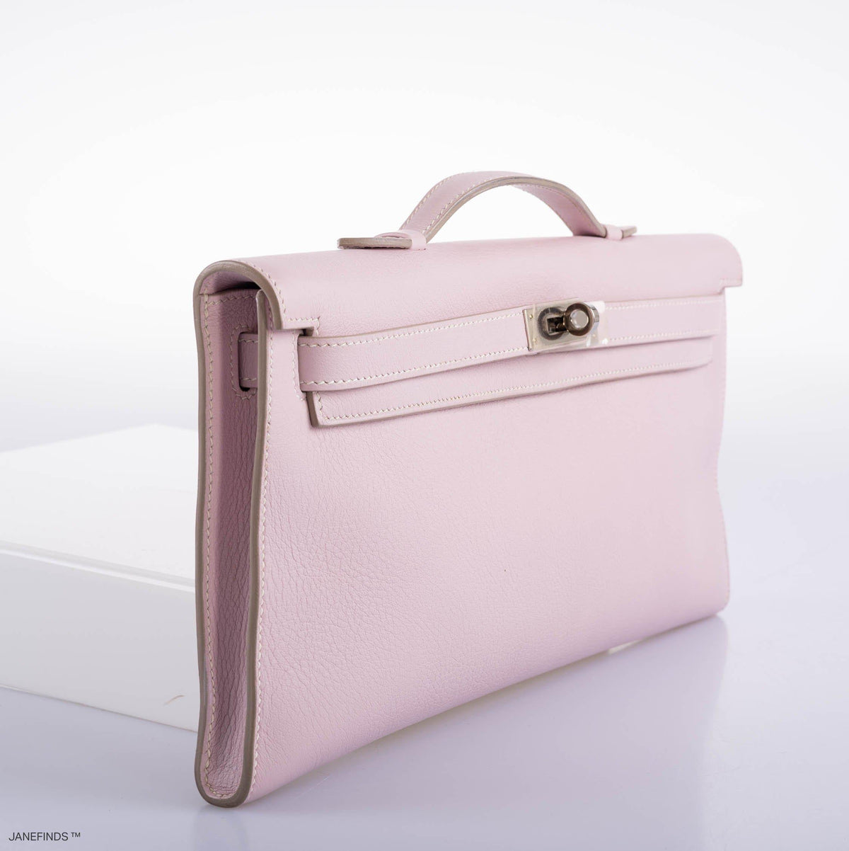 Hermes Kelly Longue Rose Dragee Evergrain with Palladium Hardware Hermes