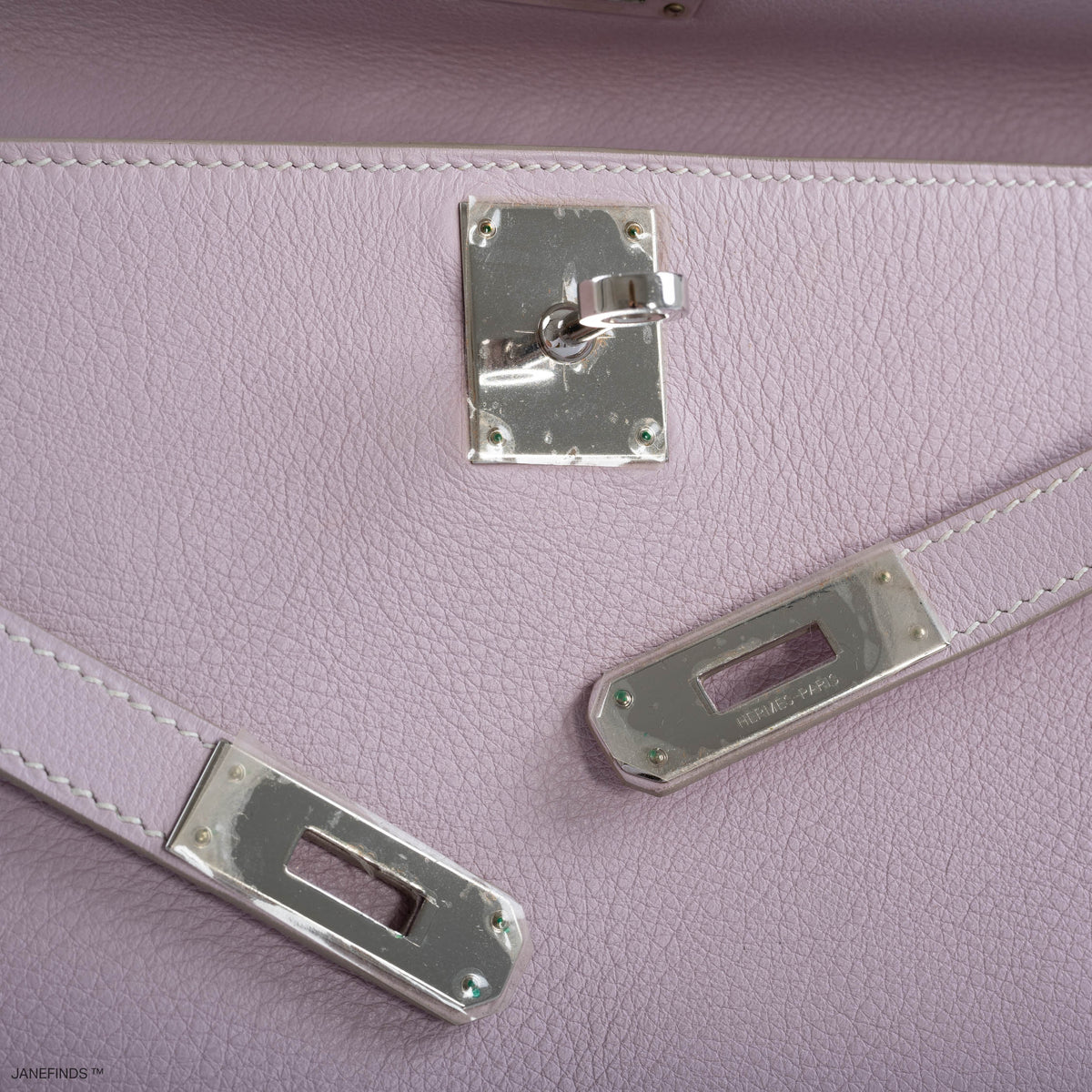 Hermes Kelly Longue Rose Dragee Evergrain with Palladium Hardware Hermes