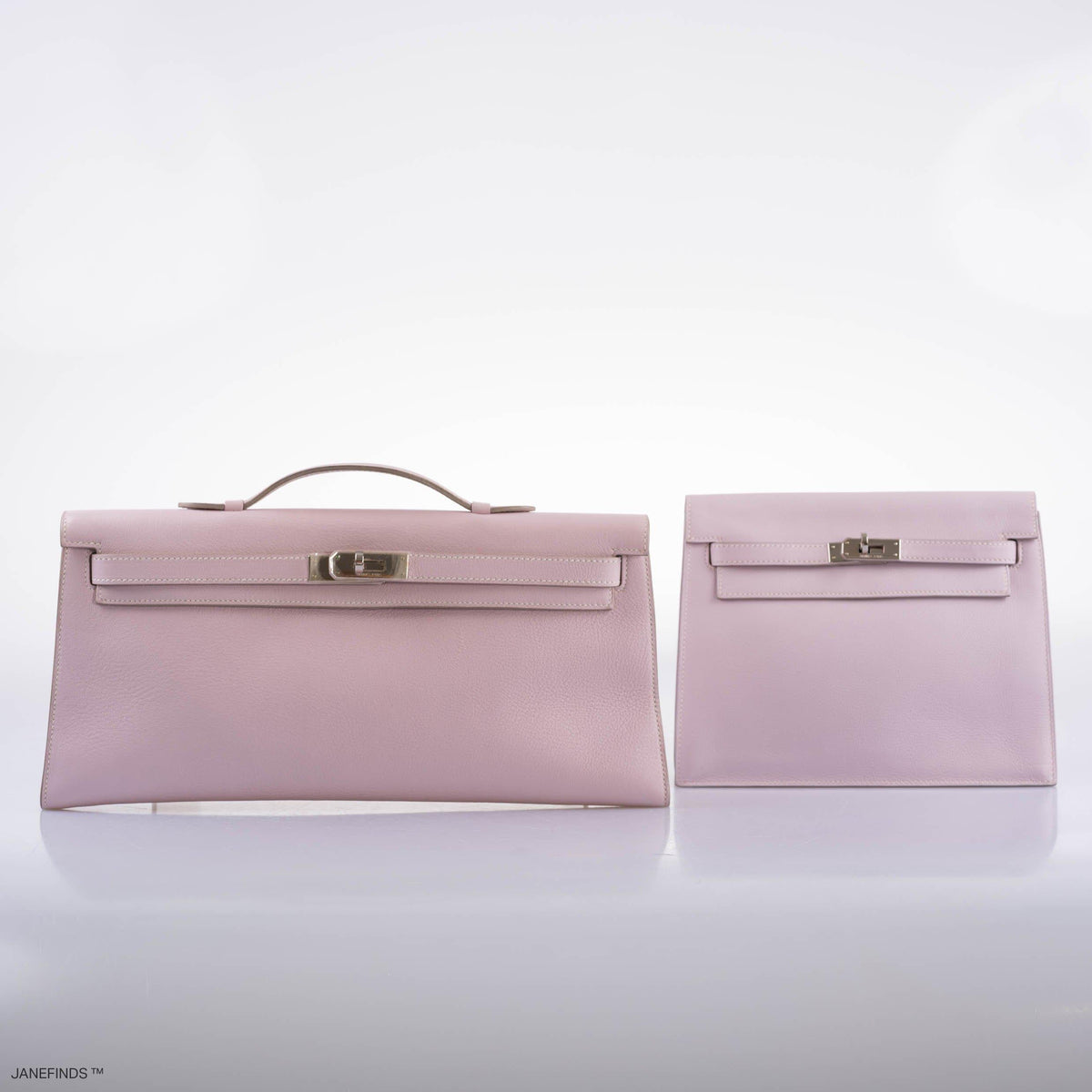 Hermes Kelly Longue Rose Dragee Evergrain with Palladium Hardware Hermes