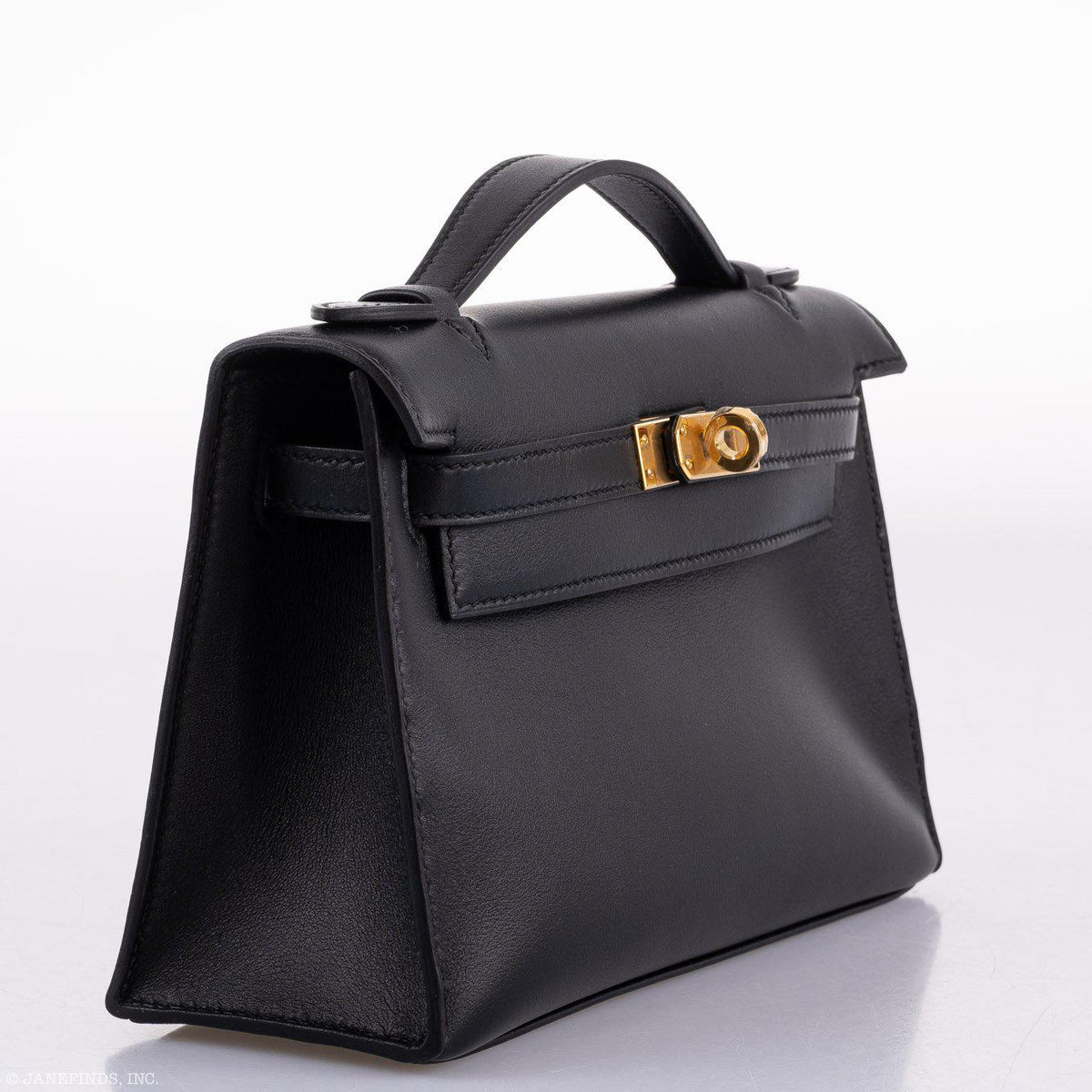 Hermes Kelly Mini Pochette Black Swift leather Gold Hardware Hermes