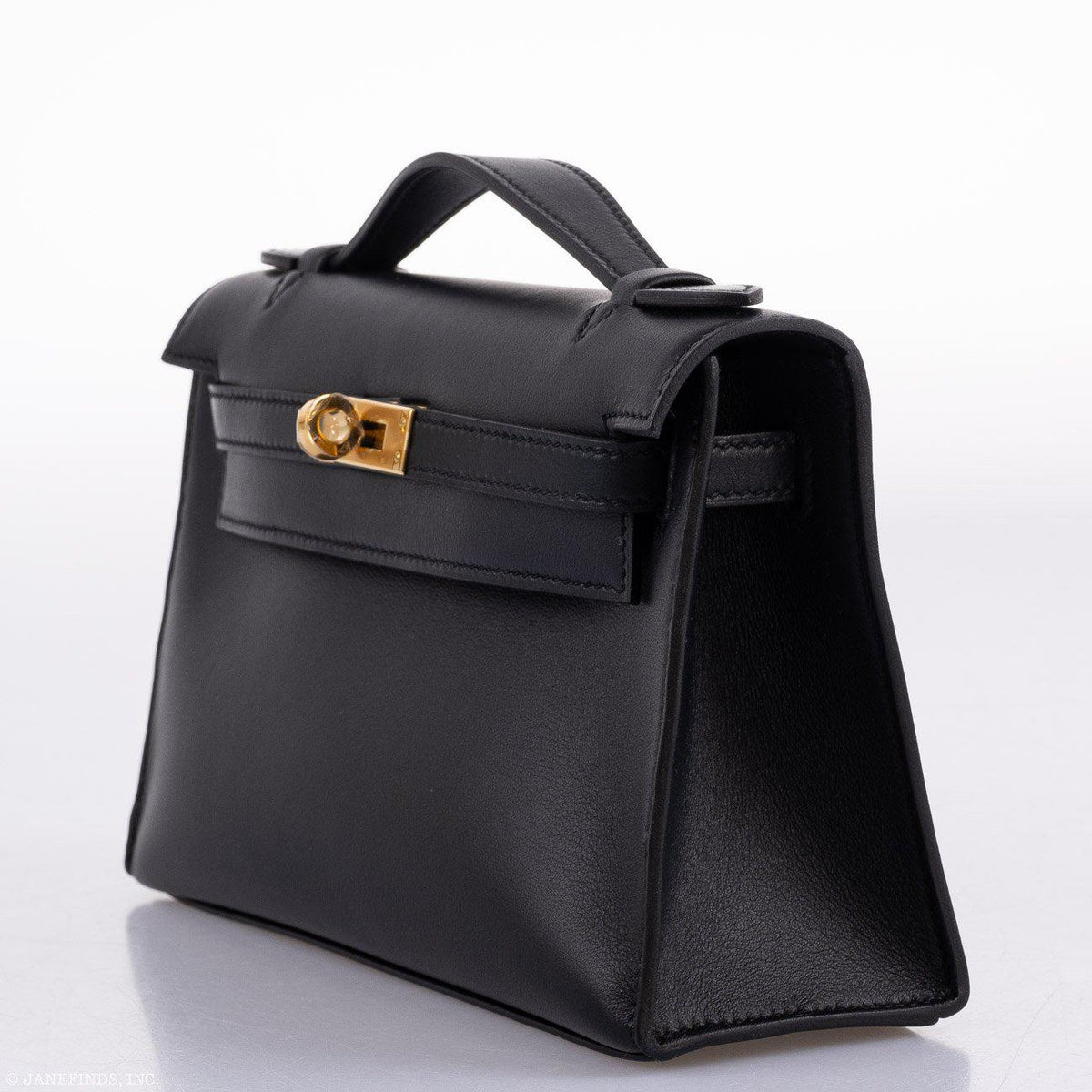 Hermes Kelly Mini Pochette Black Swift leather Gold Hardware Hermes