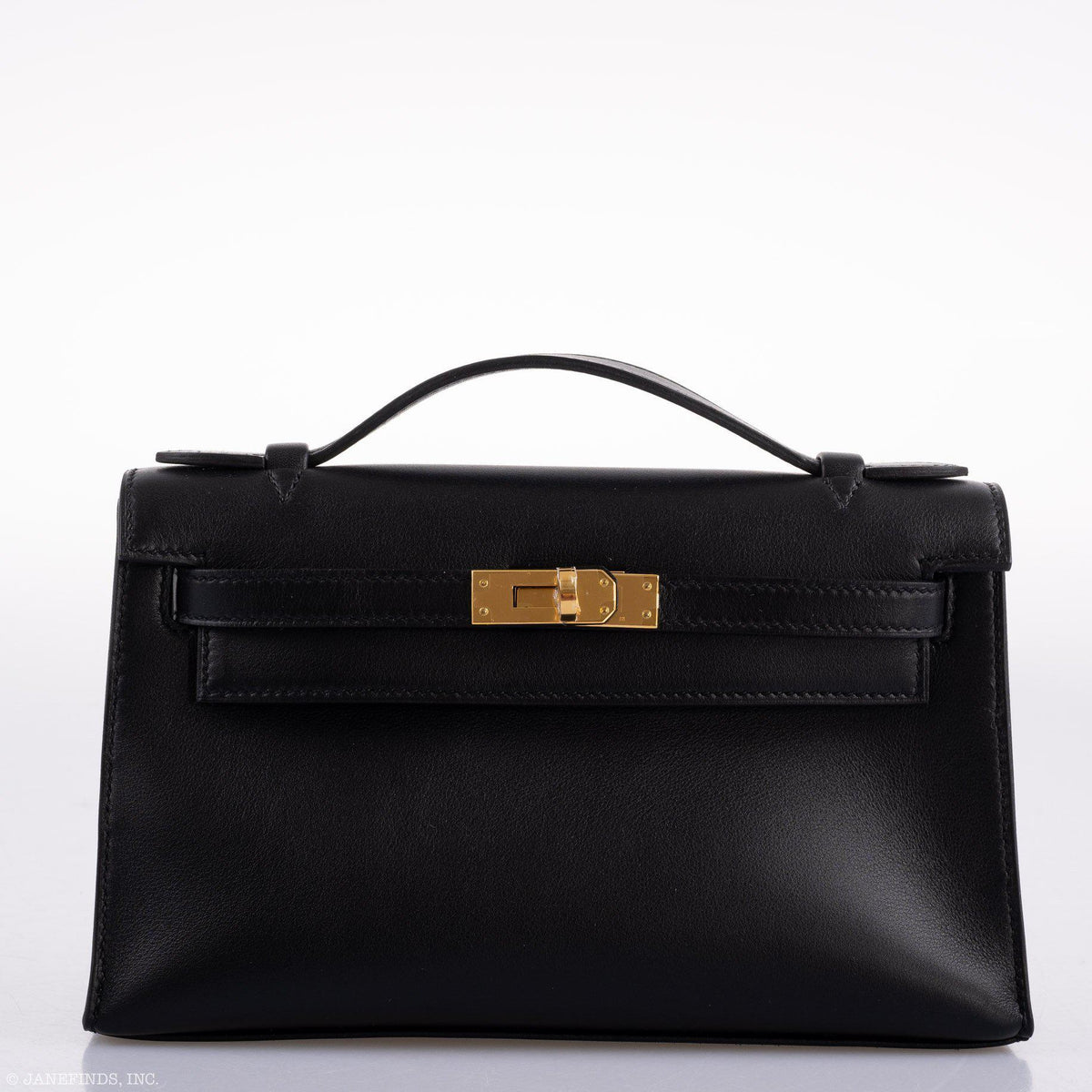 Hermes Kelly Mini Pochette Black Swift leather Gold Hardware Hermes