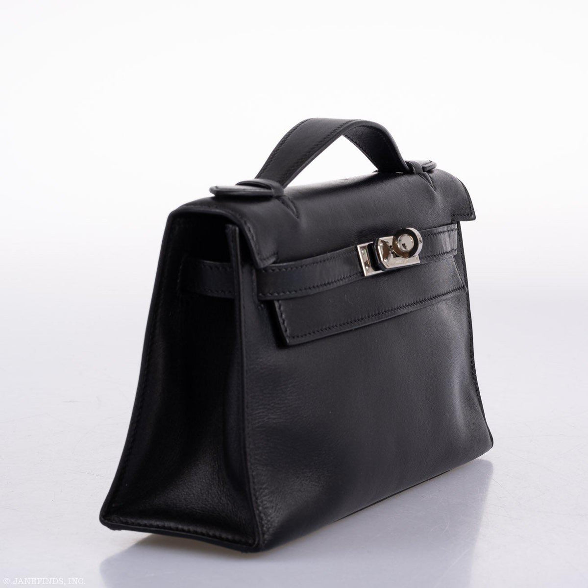 Hermes Kelly Mini Pochette Black Swift with Palladium Hardware Hermes