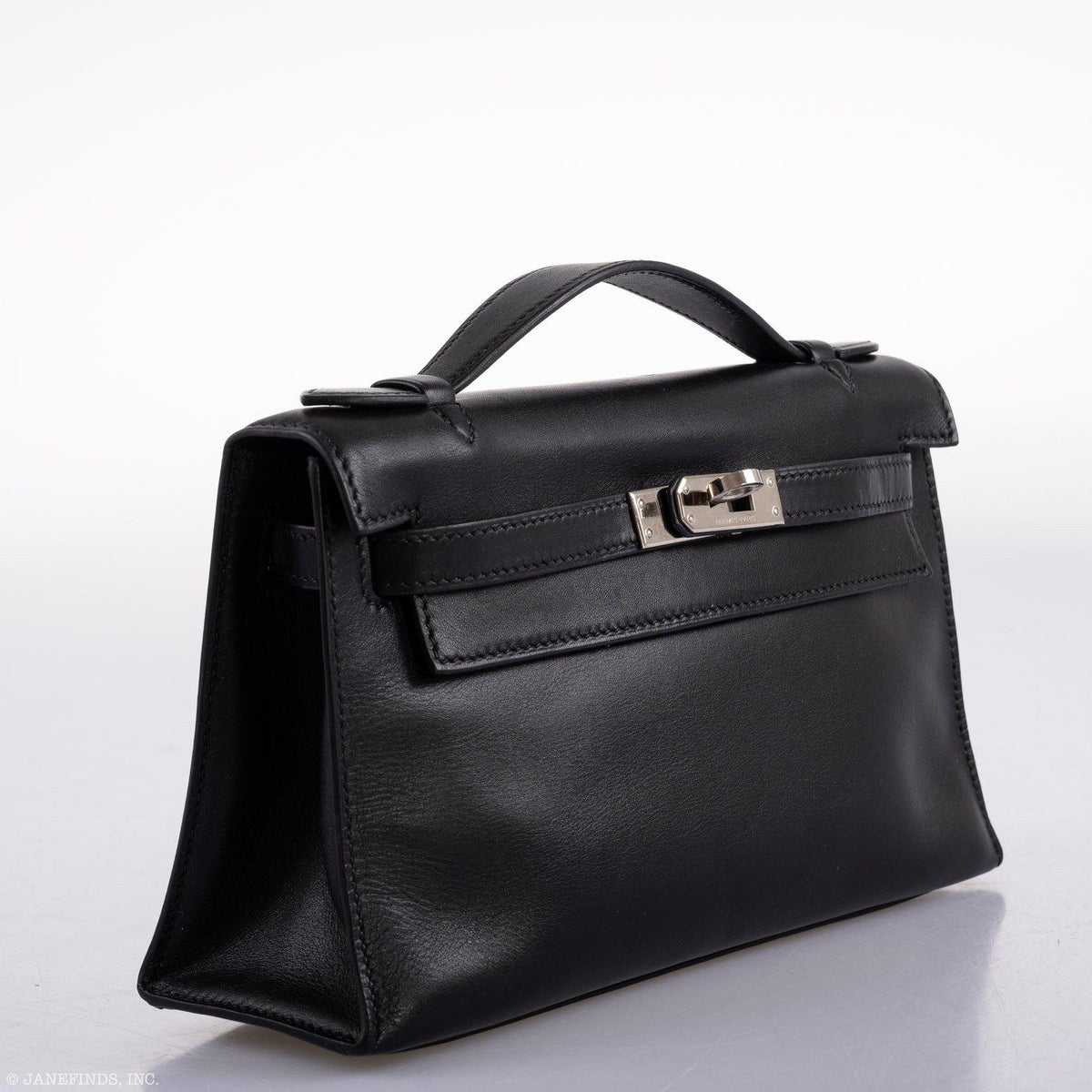 Hermes Kelly Mini Pochette Black Swift with Palladium Hardware Hermes