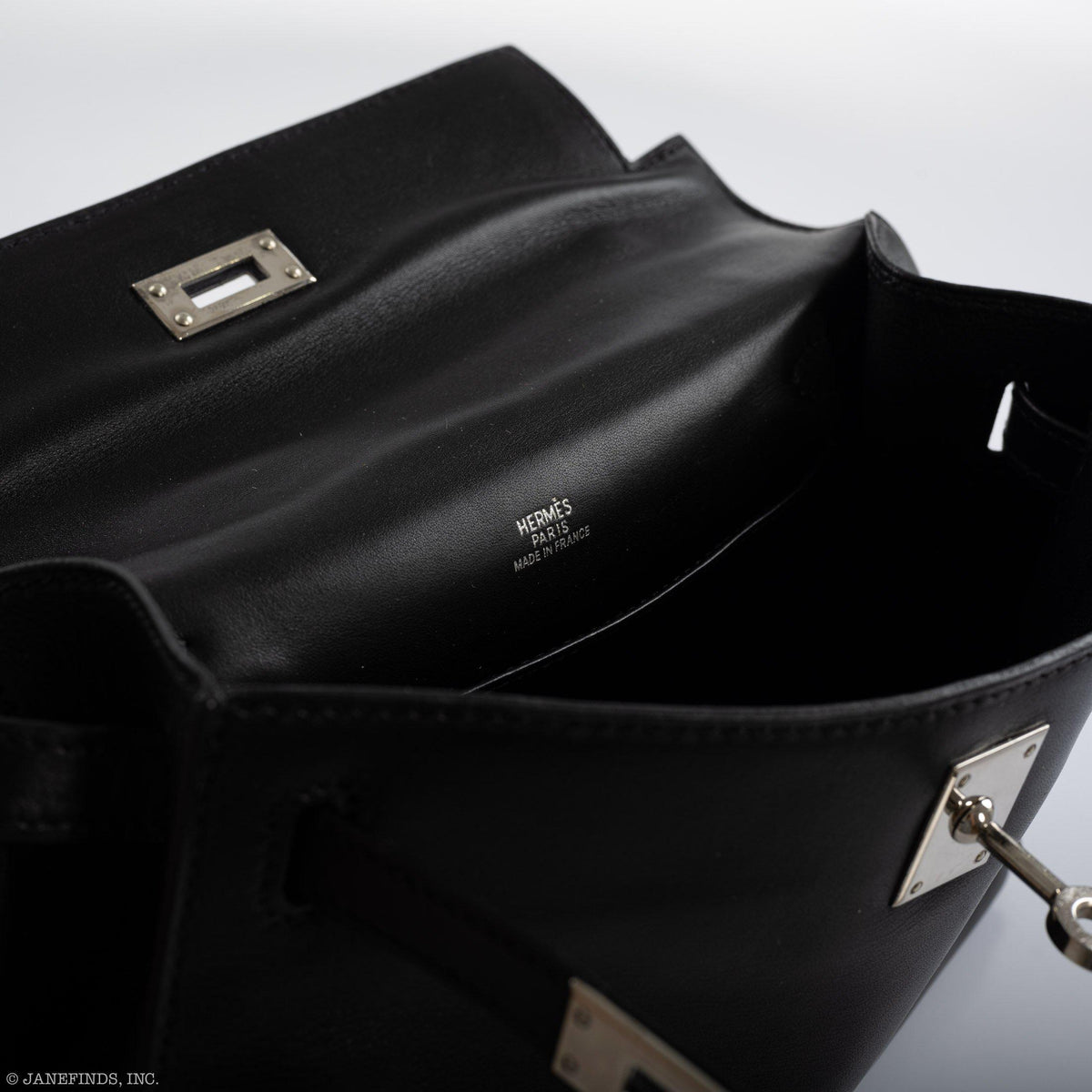 Hermes Kelly Mini Pochette Black Swift with Palladium Hardware Hermes