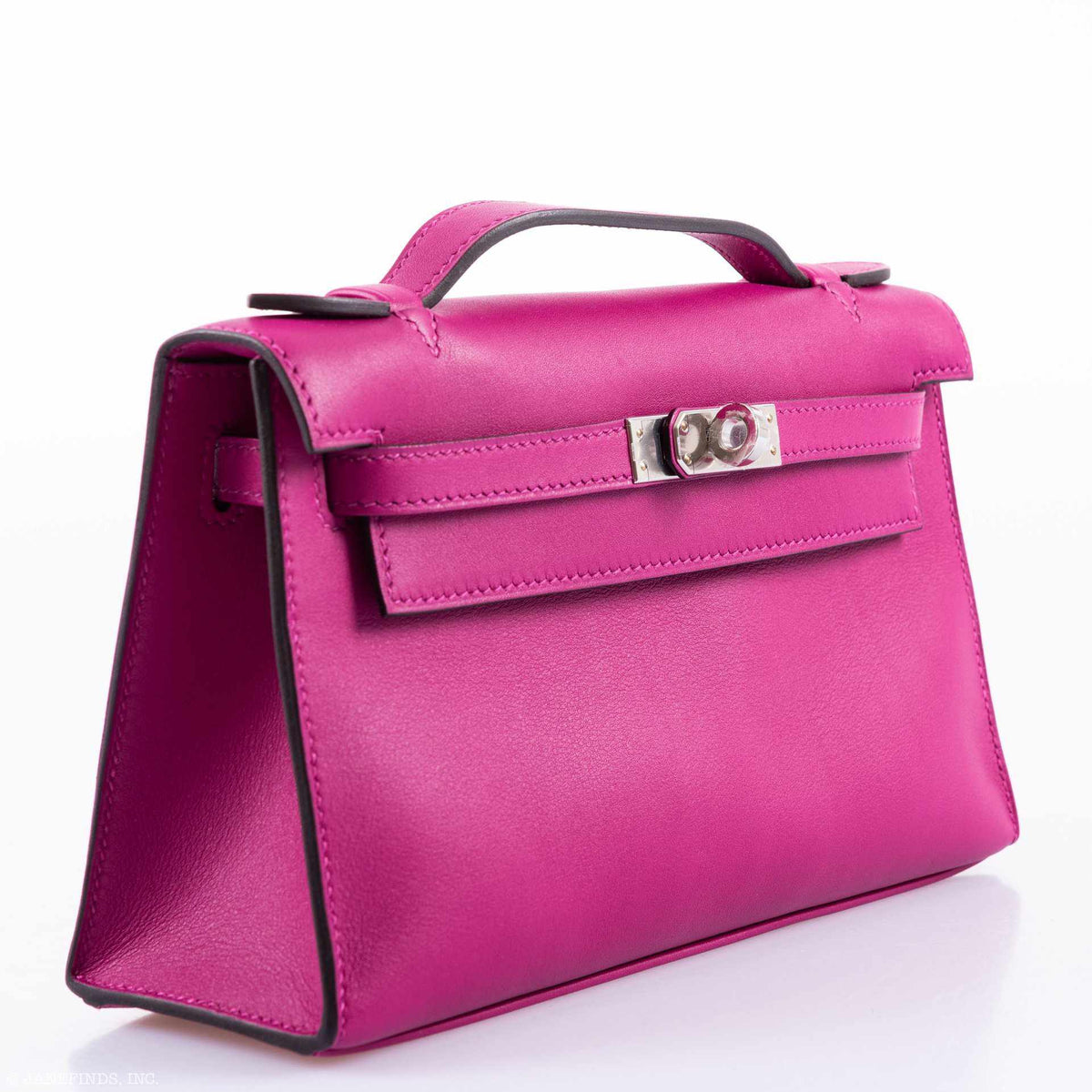 Hermes Kelly Mini Pochette Rose Pourpre Swift Palladium Hardware Hermes