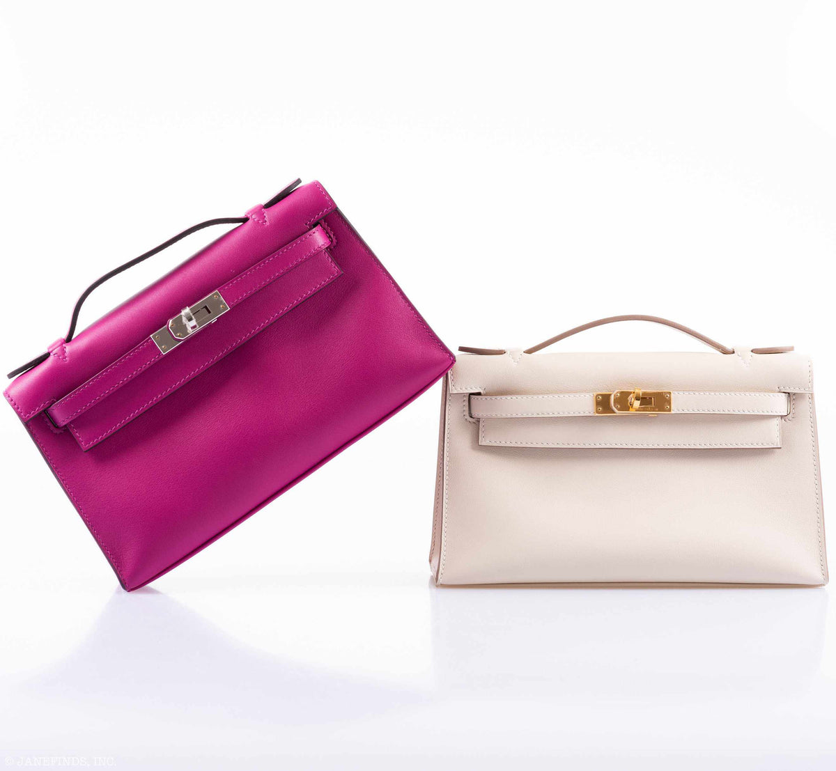 Hermes Kelly Mini Pochette Rose Pourpre Swift Palladium Hardware Hermes