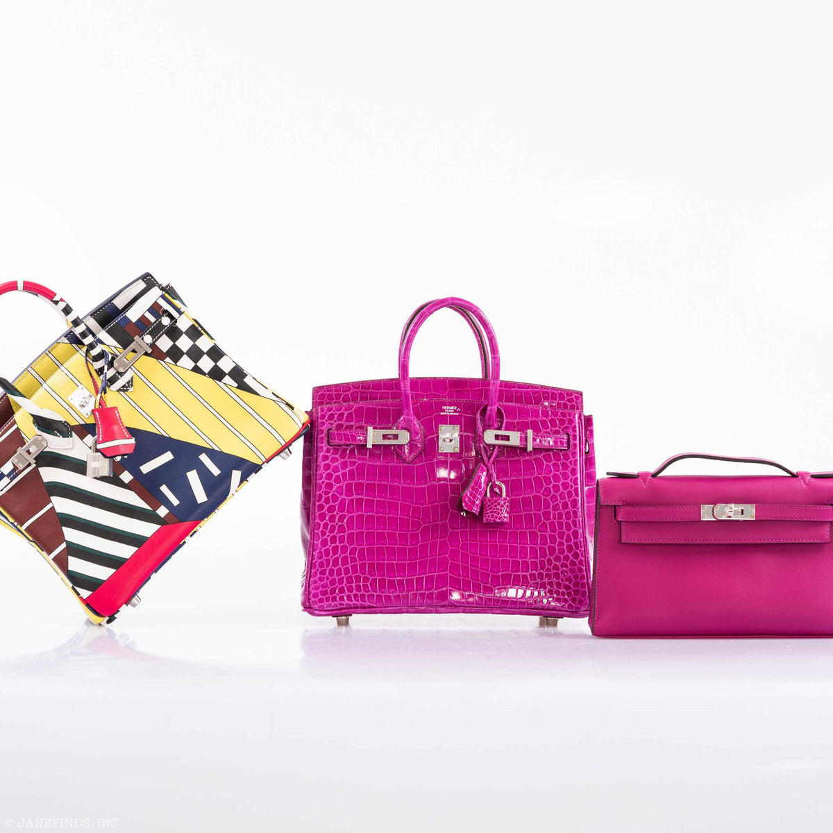 Hermes Kelly Mini Pochette Rose Pourpre Swift Palladium Hardware Hermes