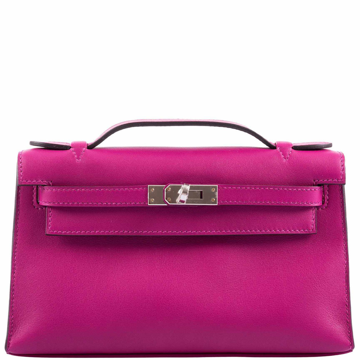 Hermes Kelly Mini Pochette Rose Pourpre Swift Palladium Hardware Hermes