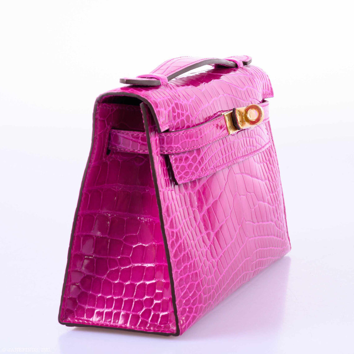 Hermes Kelly Mini Pochette Rose Scheherazade Shiny Alligator Gold Hardware Hermes