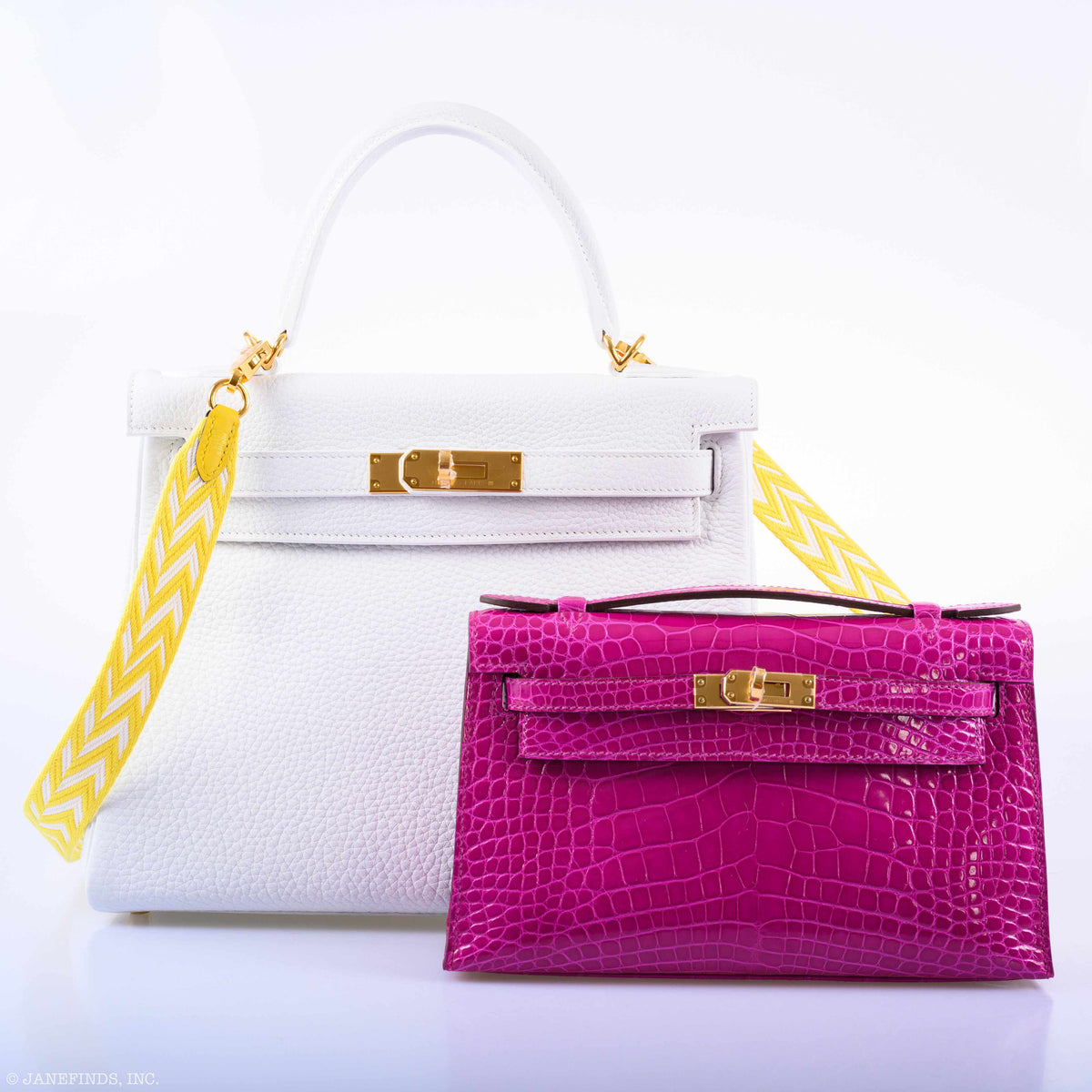 Hermes Kelly Mini Pochette Rose Scheherazade Shiny Alligator Gold Hardware Hermes