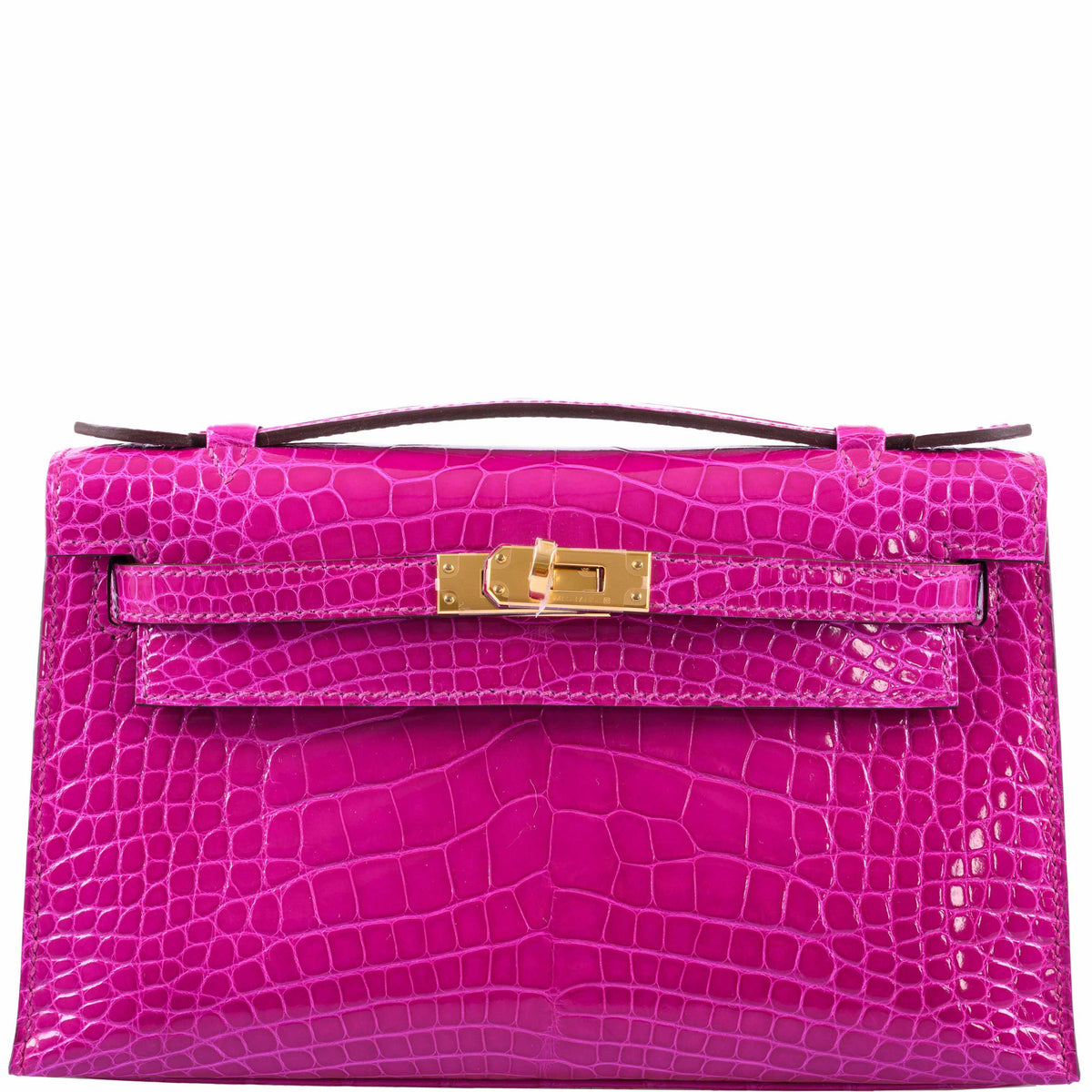 Hermes Kelly Mini Pochette Rose Scheherazade Shiny Alligator Gold Hardware Hermes