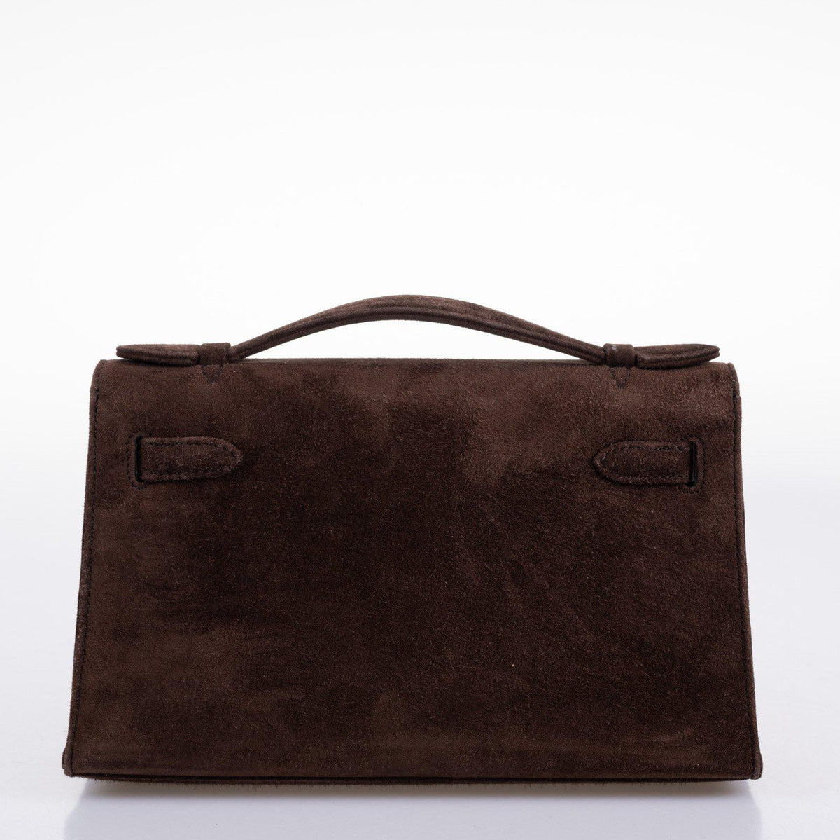 Hermes Kelly Pochette Chocolate Veau Doblis Suede Gold Hardware Hermes