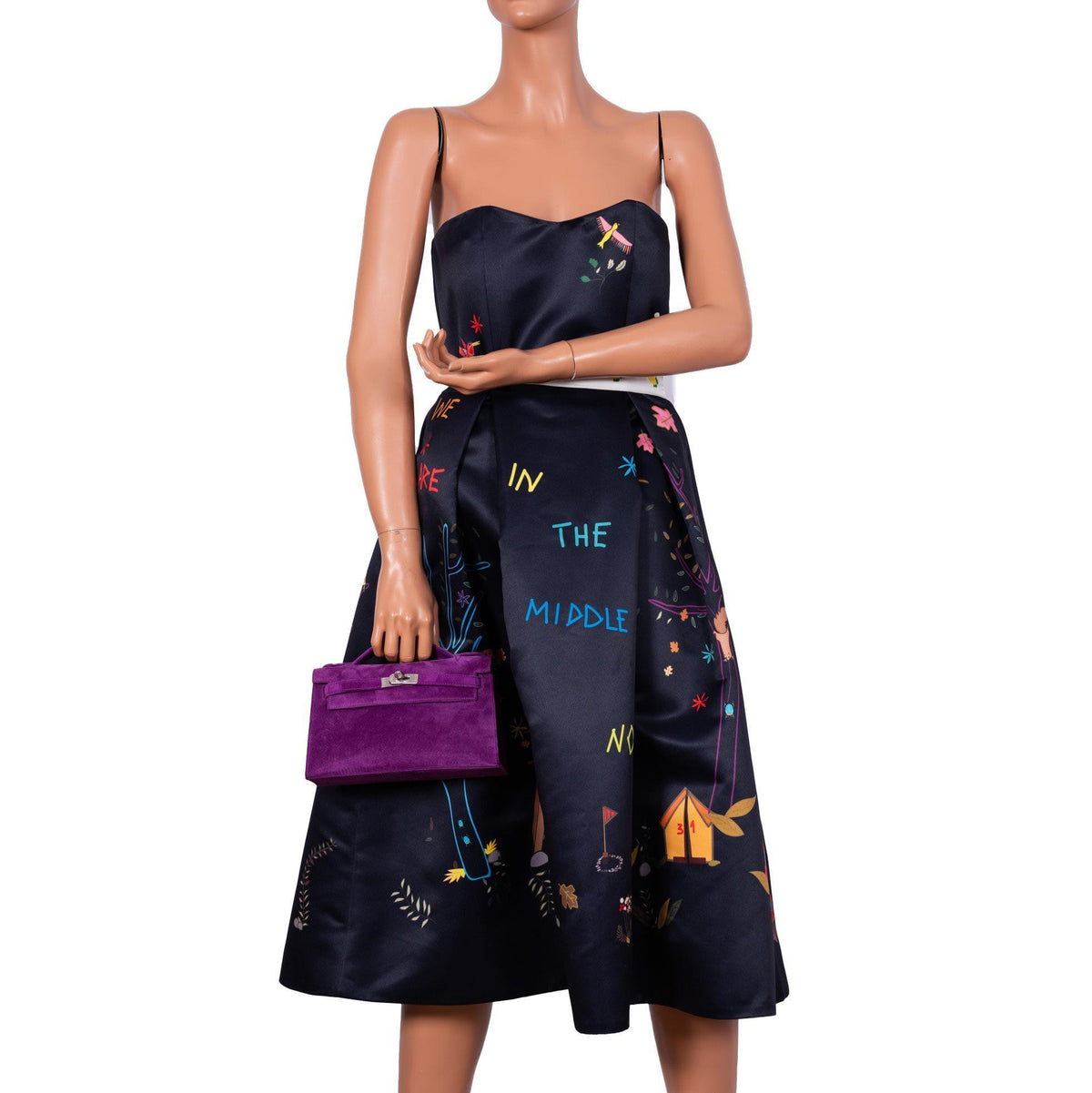 Hermes Kelly Pochette Violet Veau Doblis Suede Palladium Hardware Hermes