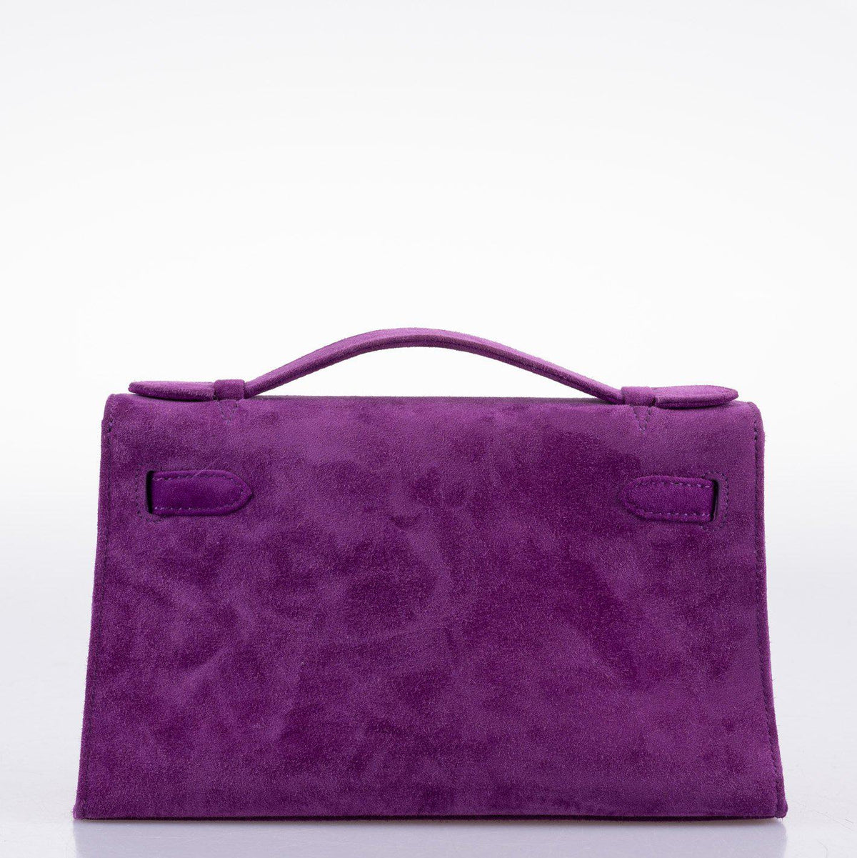 Hermes Kelly Pochette Violet Veau Doblis Suede Palladium Hardware Hermes