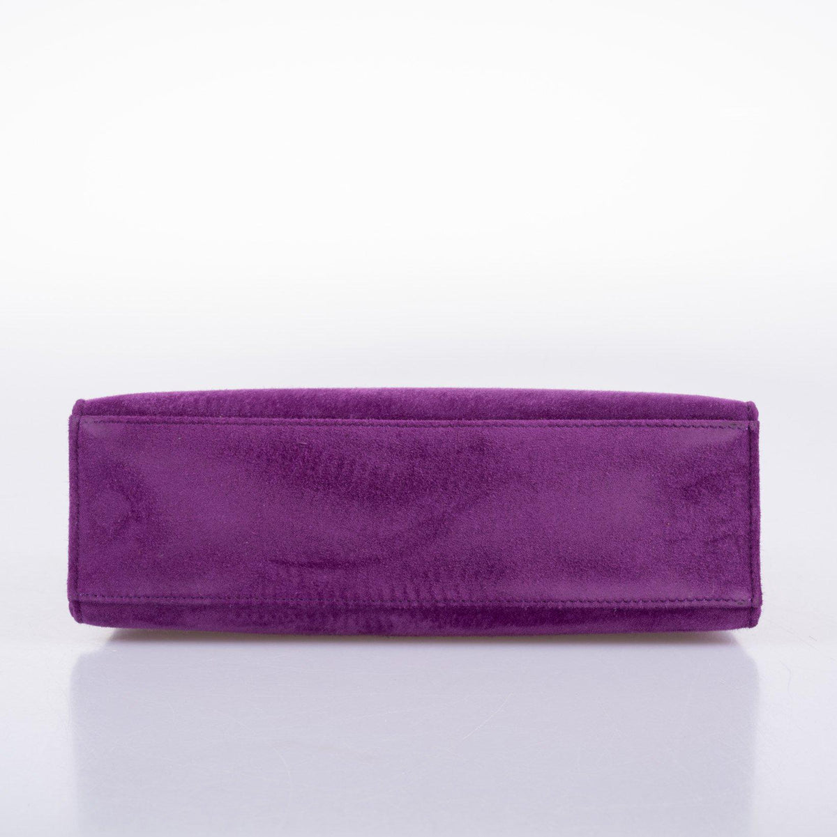 Hermes Kelly Pochette Violet Veau Doblis Suede Palladium Hardware Hermes