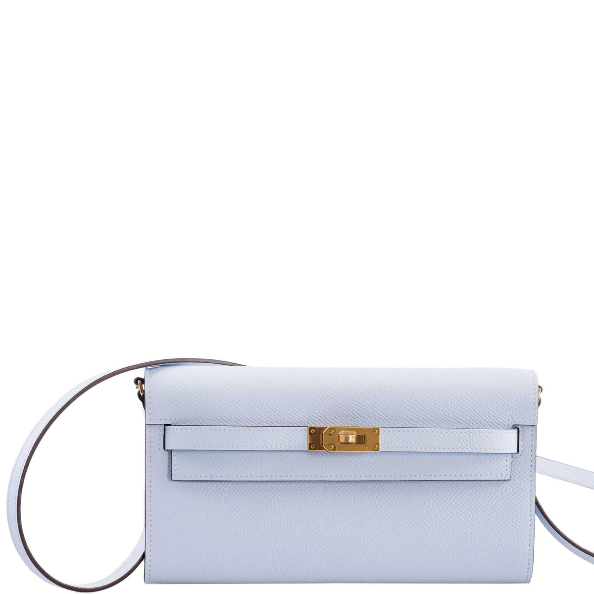 Hermes Kelly Wallet To Go Blue Brume Epsom Gold Hardware Hermes