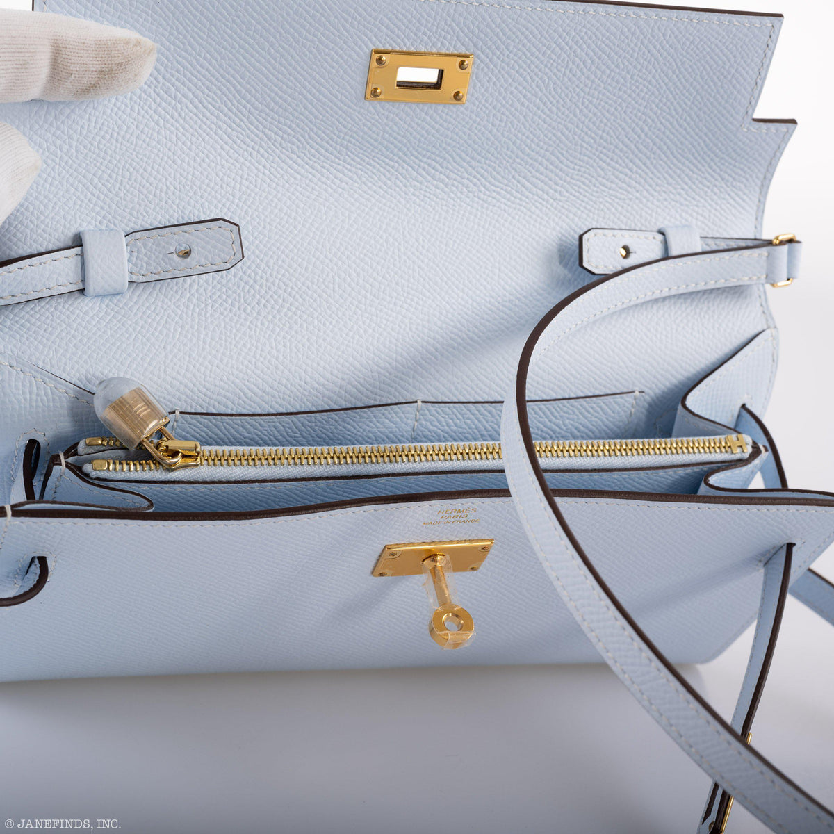 Hermes Kelly Wallet To Go Blue Brume Epsom Gold Hardware Hermes